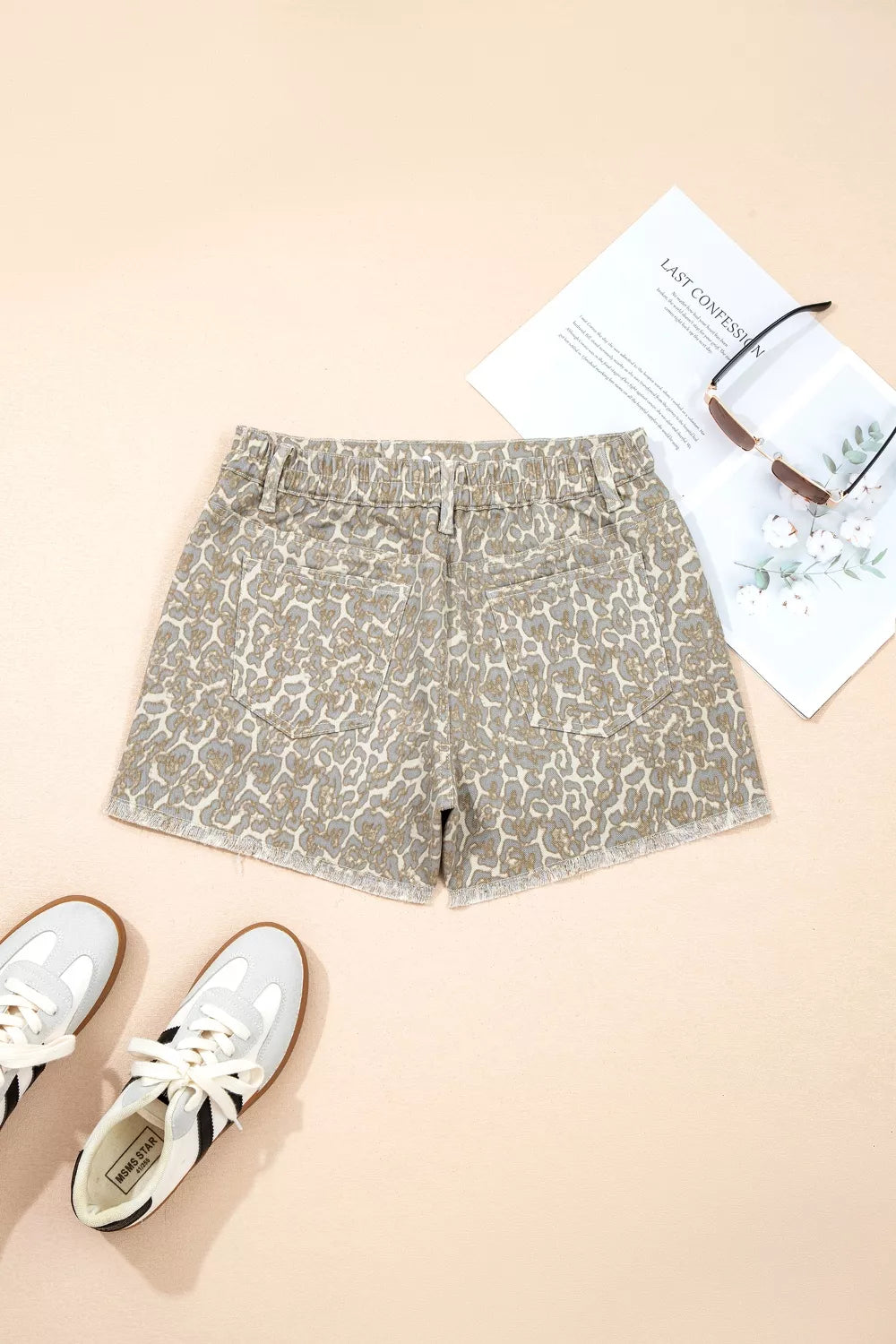 Raw Edge Leopard Print Denim Shorts - Lilixa.store