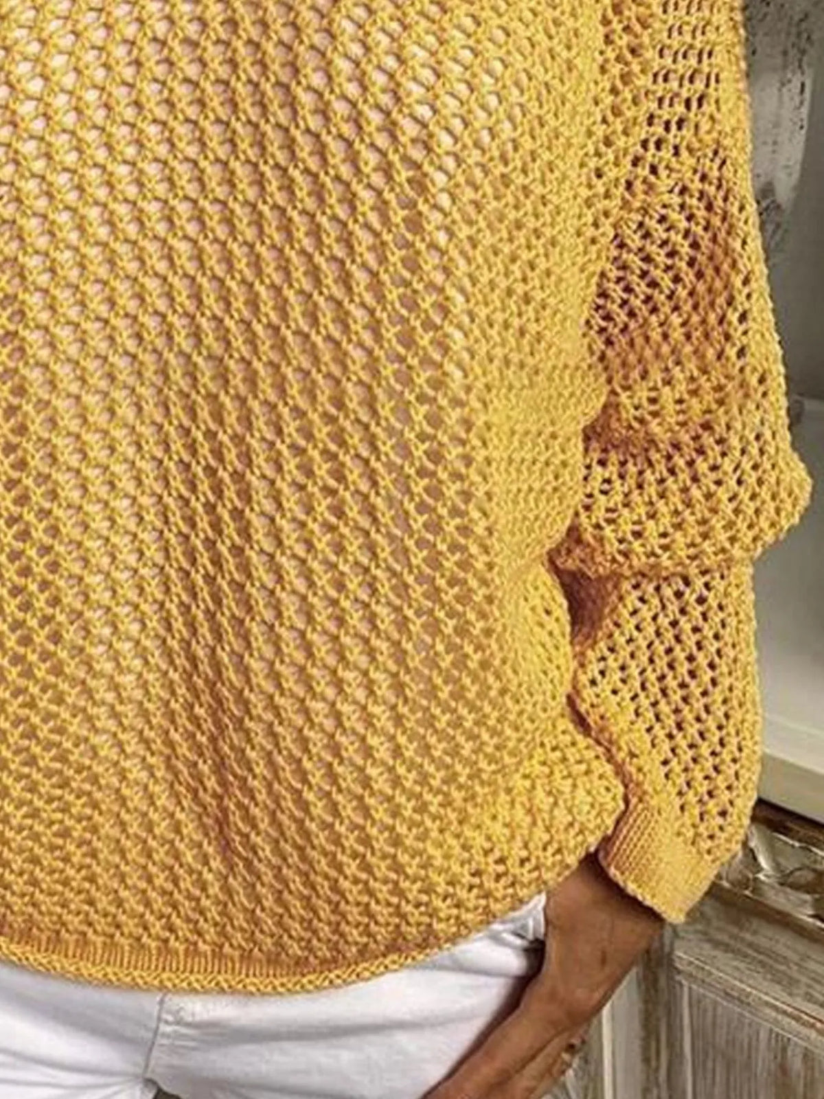 Openwork Long Sleeve Hooded Knit Cover Up - Lilixa.store