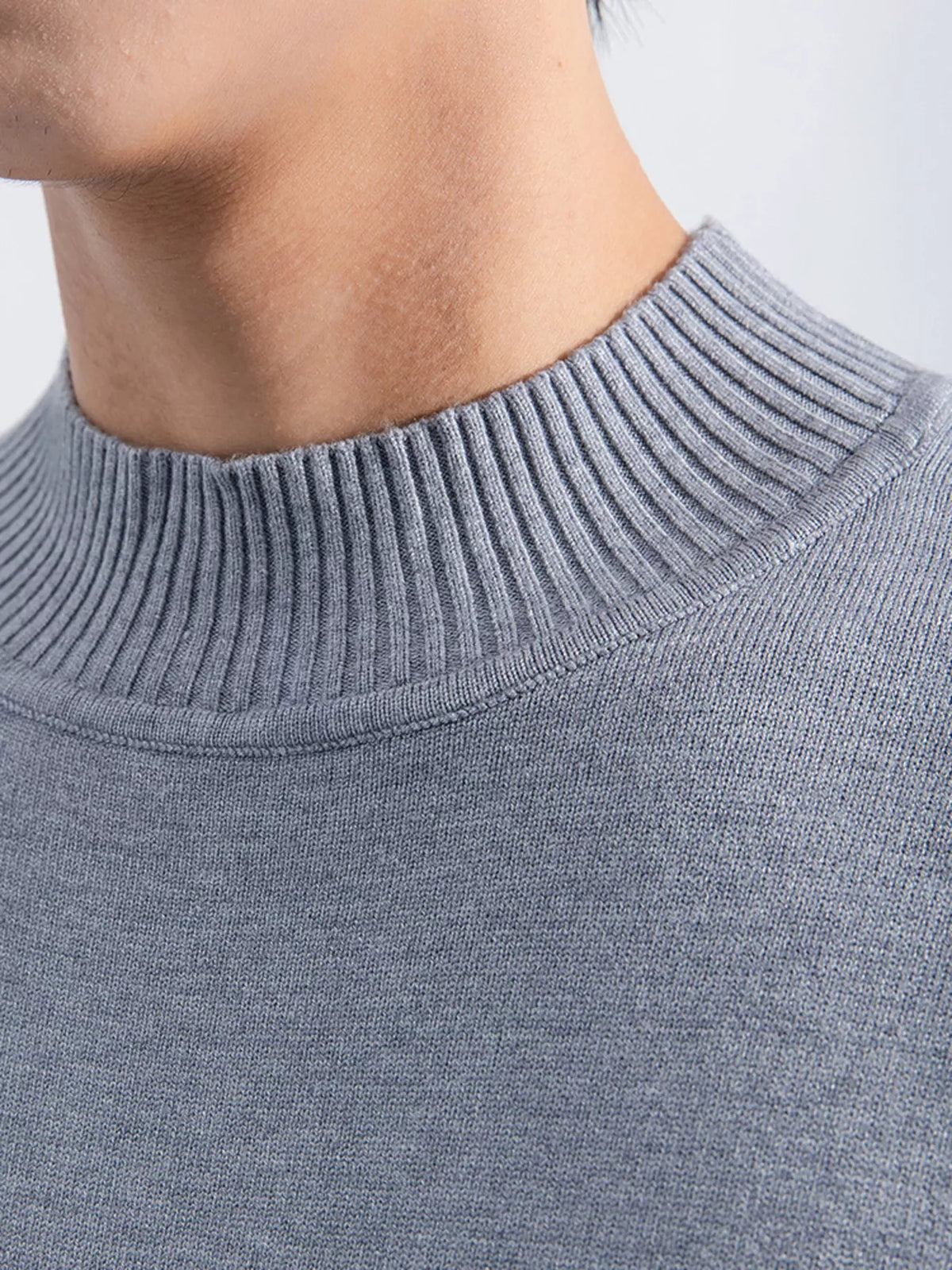 Men's Plus Size Minimalist Mock Neck Sweater, view 3