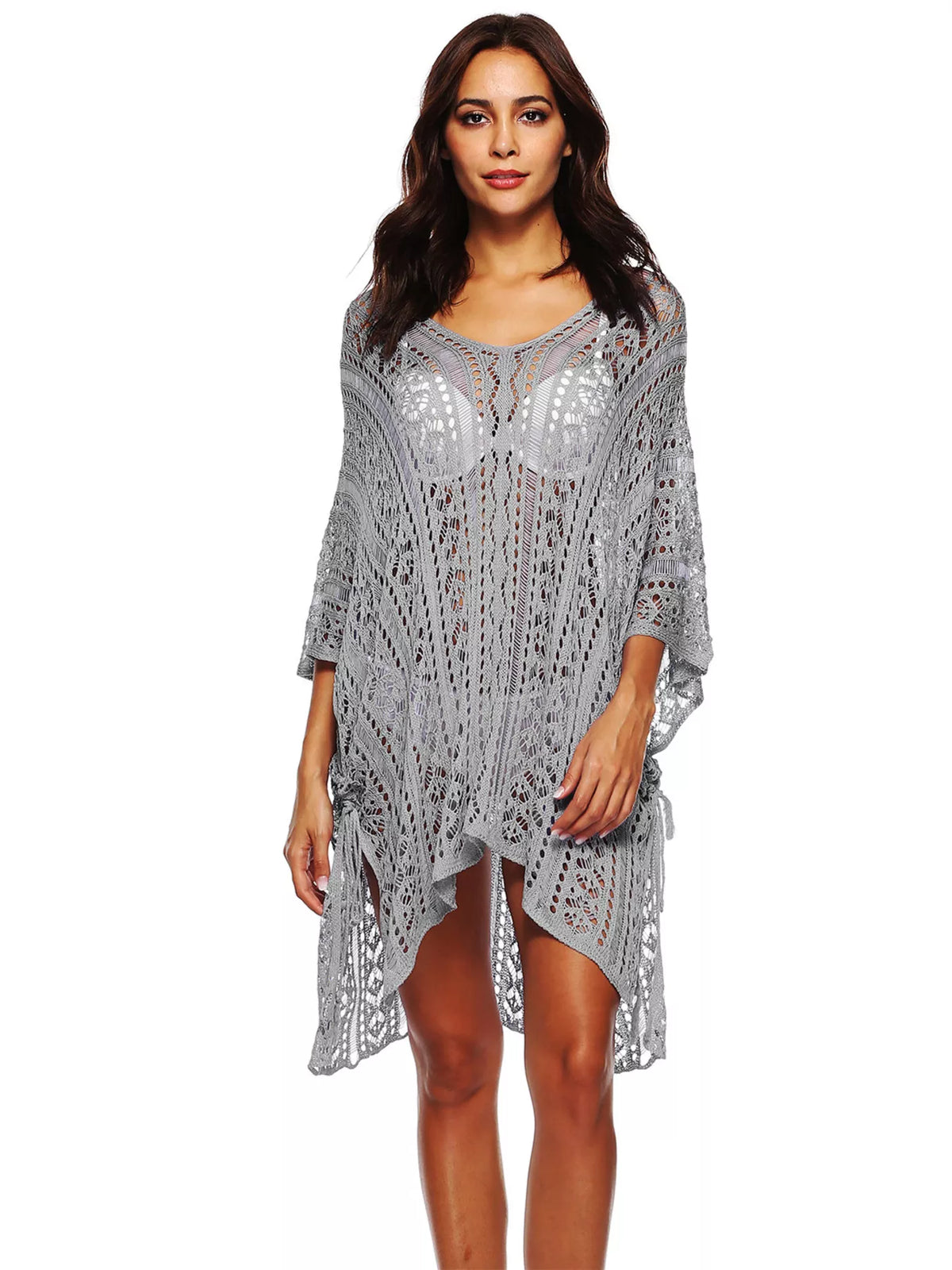 Crochet Knit V-Neck Cover-Up - Lilixa.store