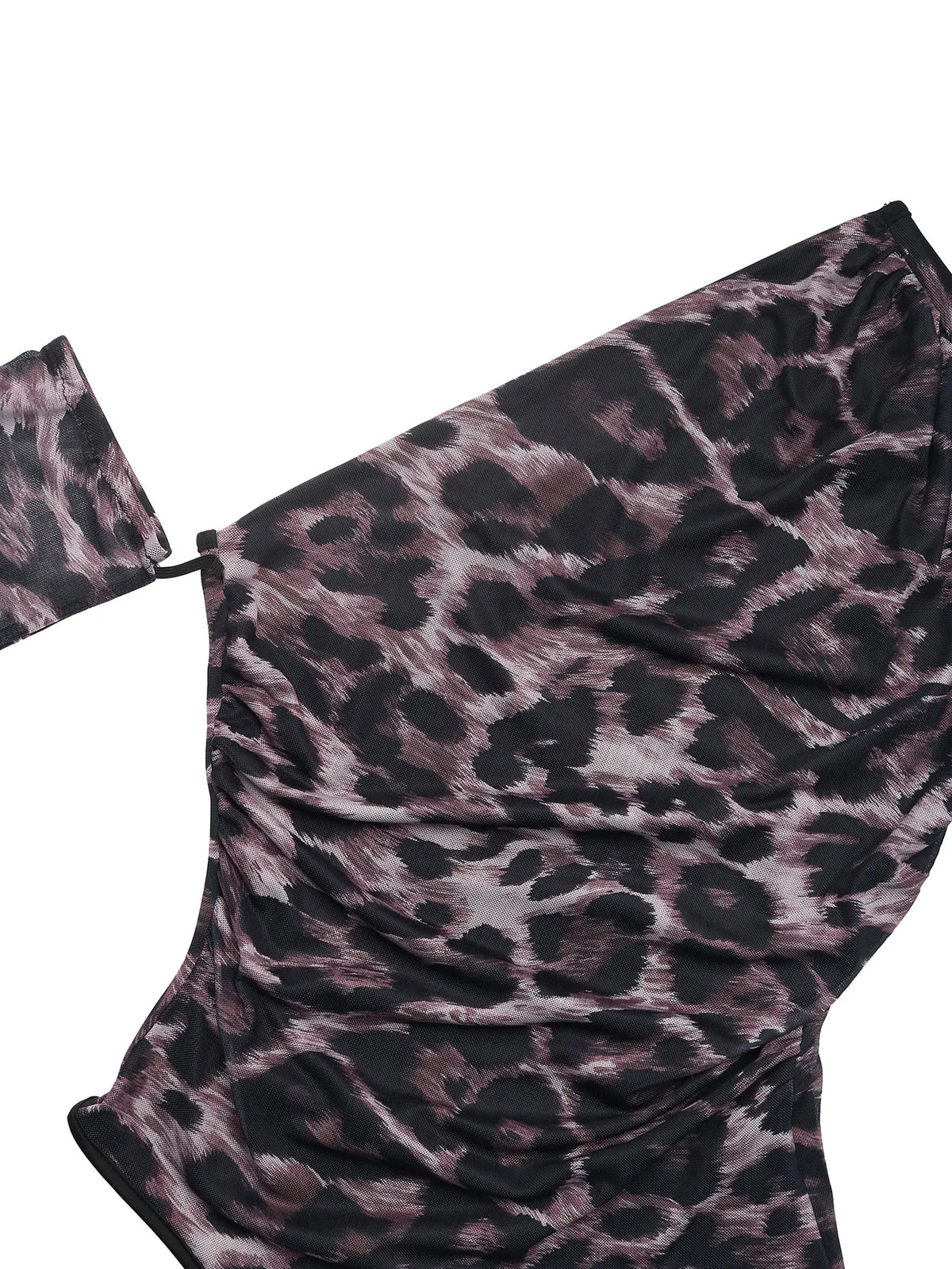 Leopard Print One Shoulder Long Sleeve Bodysuit - Lilixa.store