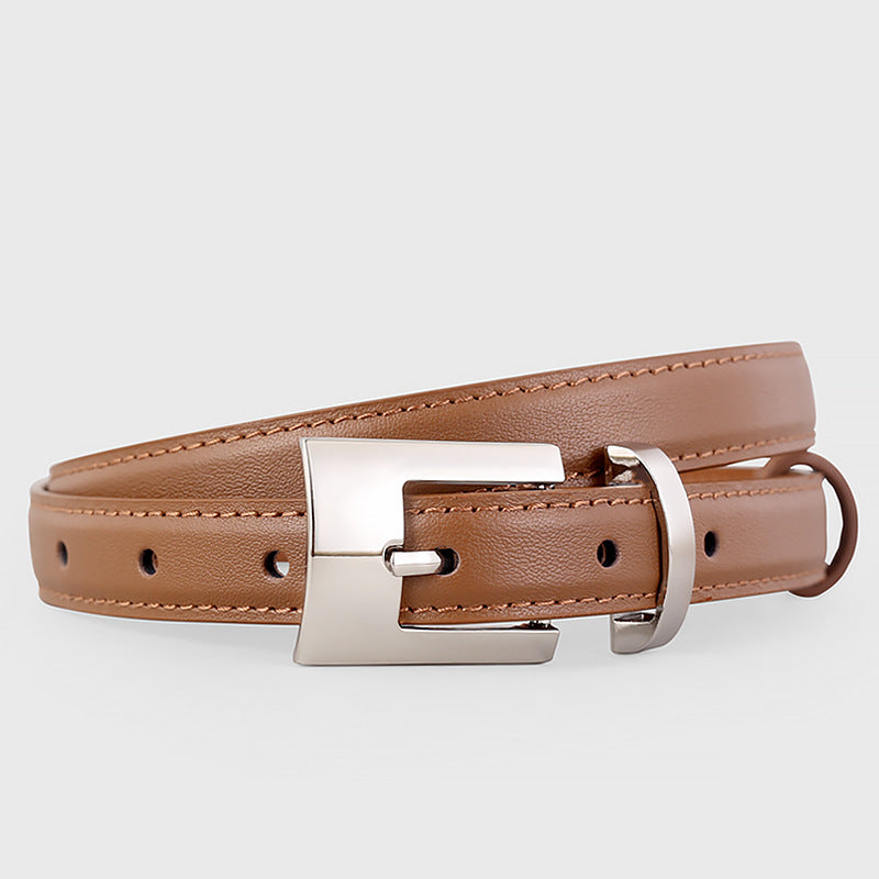 Leather Belt with Silver Buckle - Lilixa.store