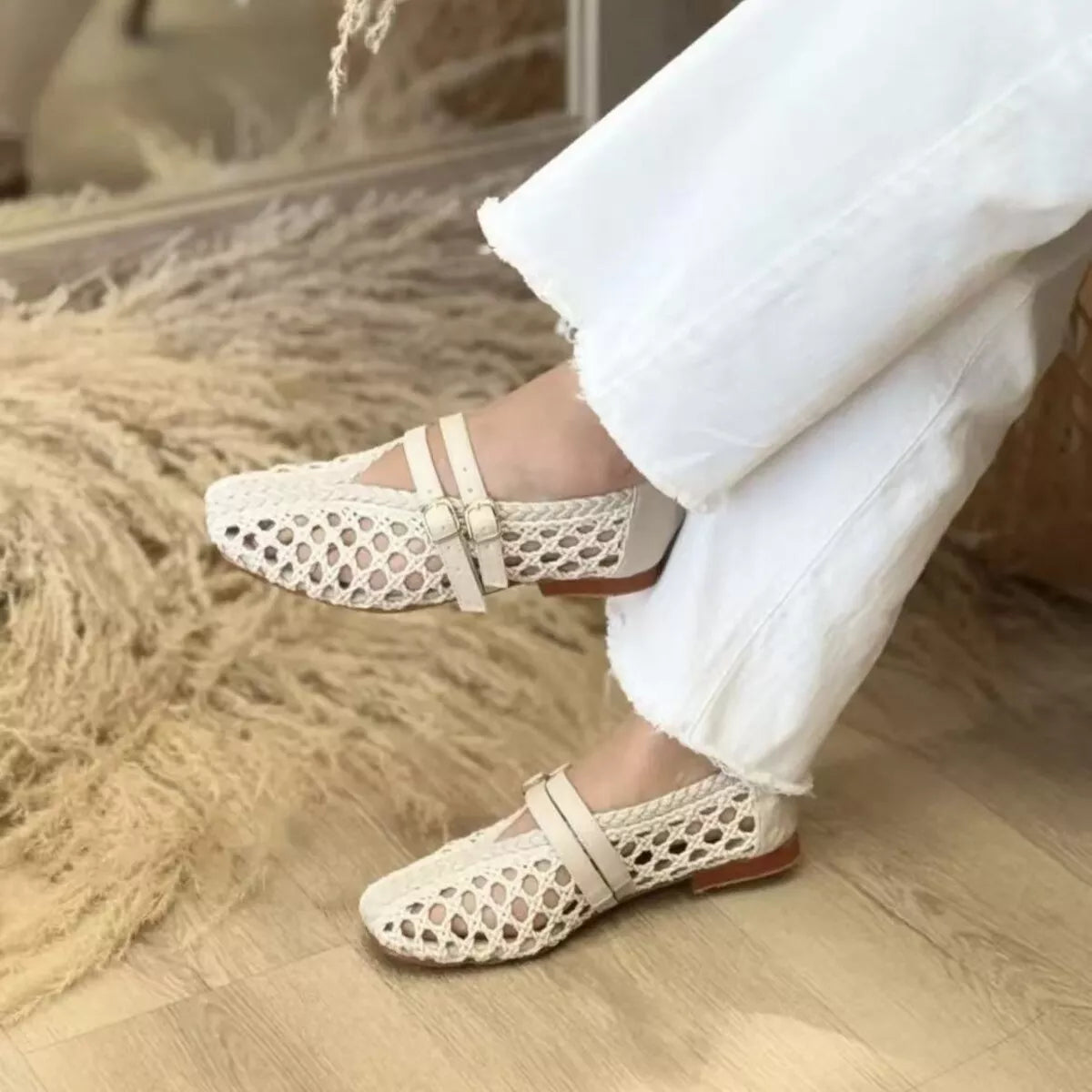 Woven Hollow-Out Slip-Ons - Lilixa.store