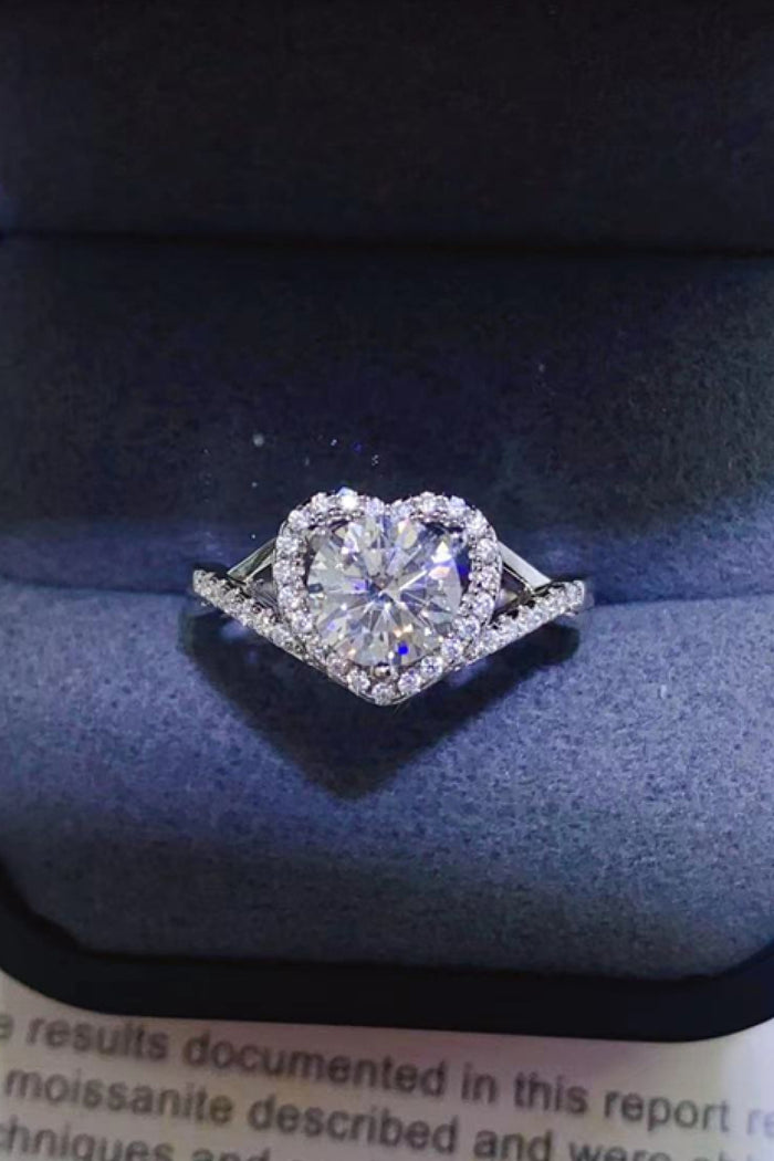 Adored 1 Carat Moissanite 925 Sterling Silver Heart Ring - Lilixa.store