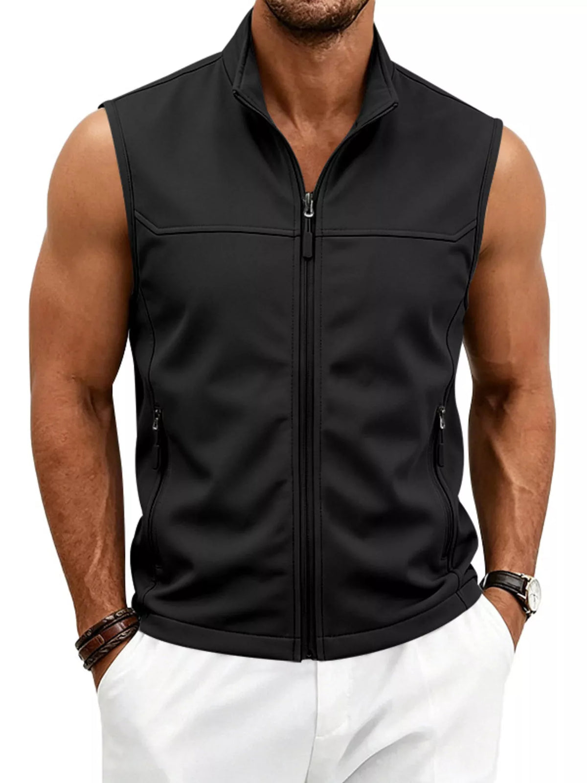 Men's Plus Size Zip Up Vest - Lilixa.store