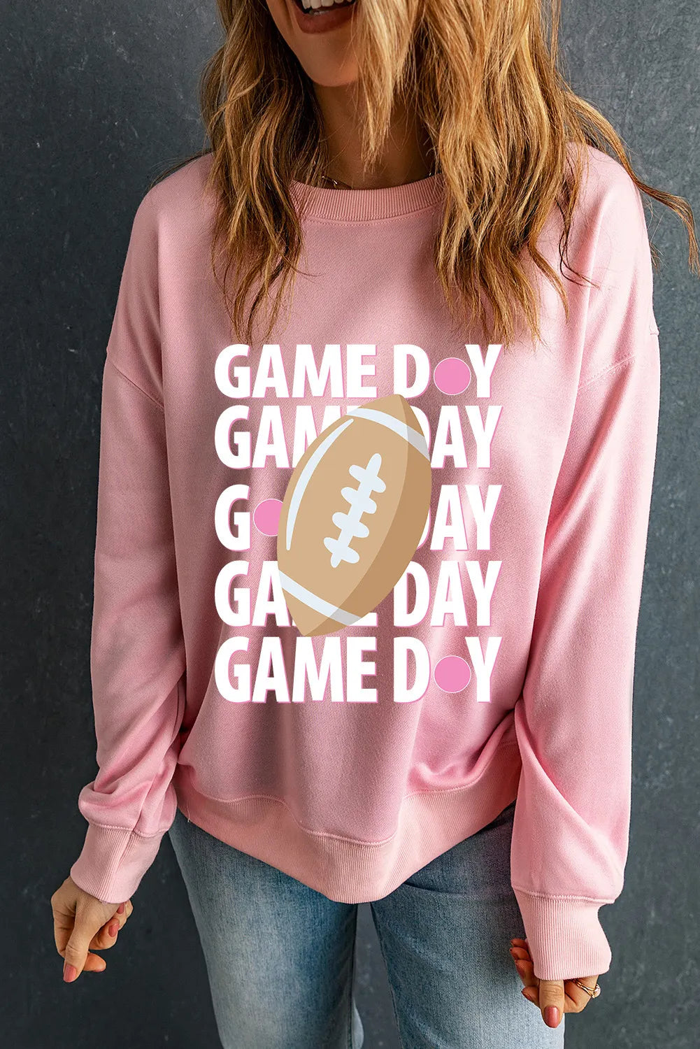 GAME DAY Round Neck Long Sleeve Sweatshirt - Lilixa.store
