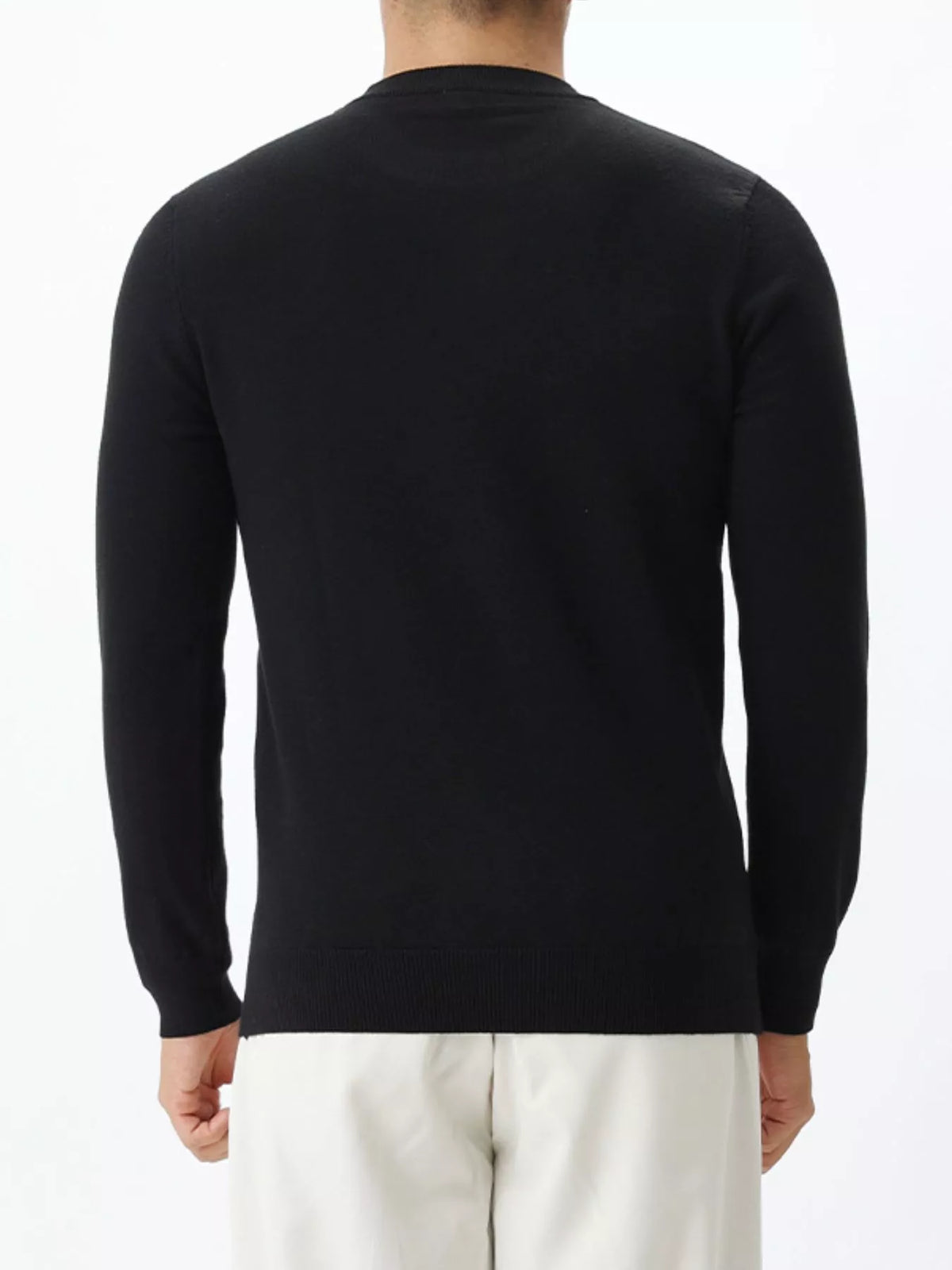 Men's Plus Size Classic Crew Neck Sweater in Black