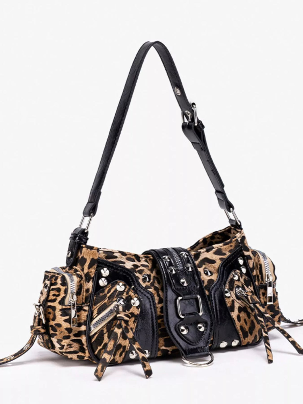 Leopard Print Buckle Shoulder Bag