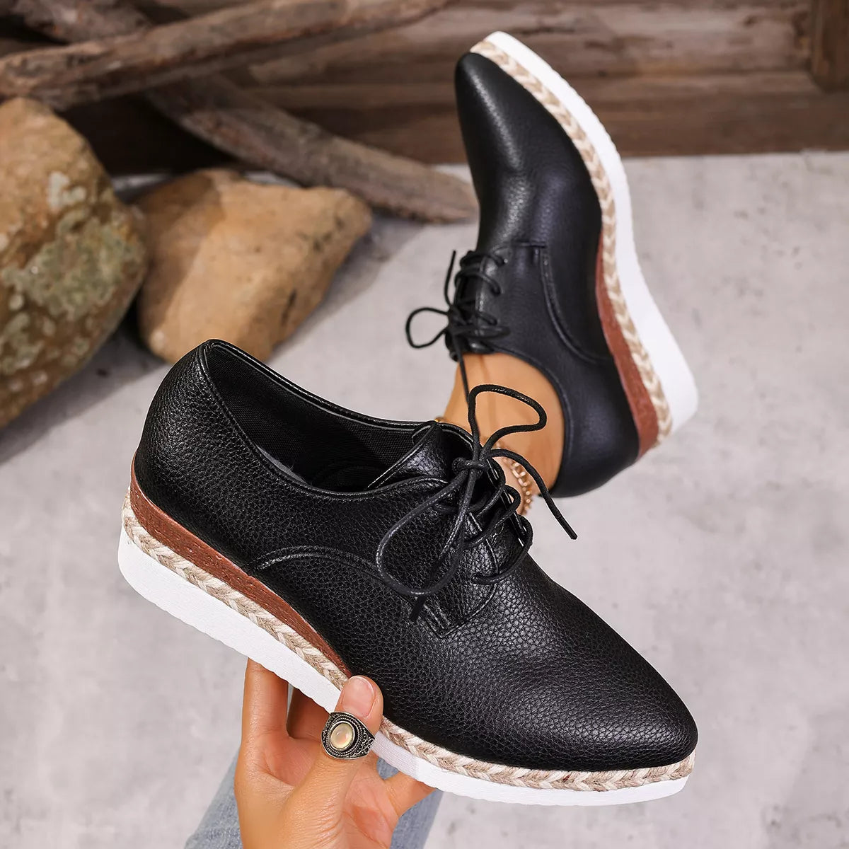 Point Toe Lace Up Sneakers - Lilixa.store