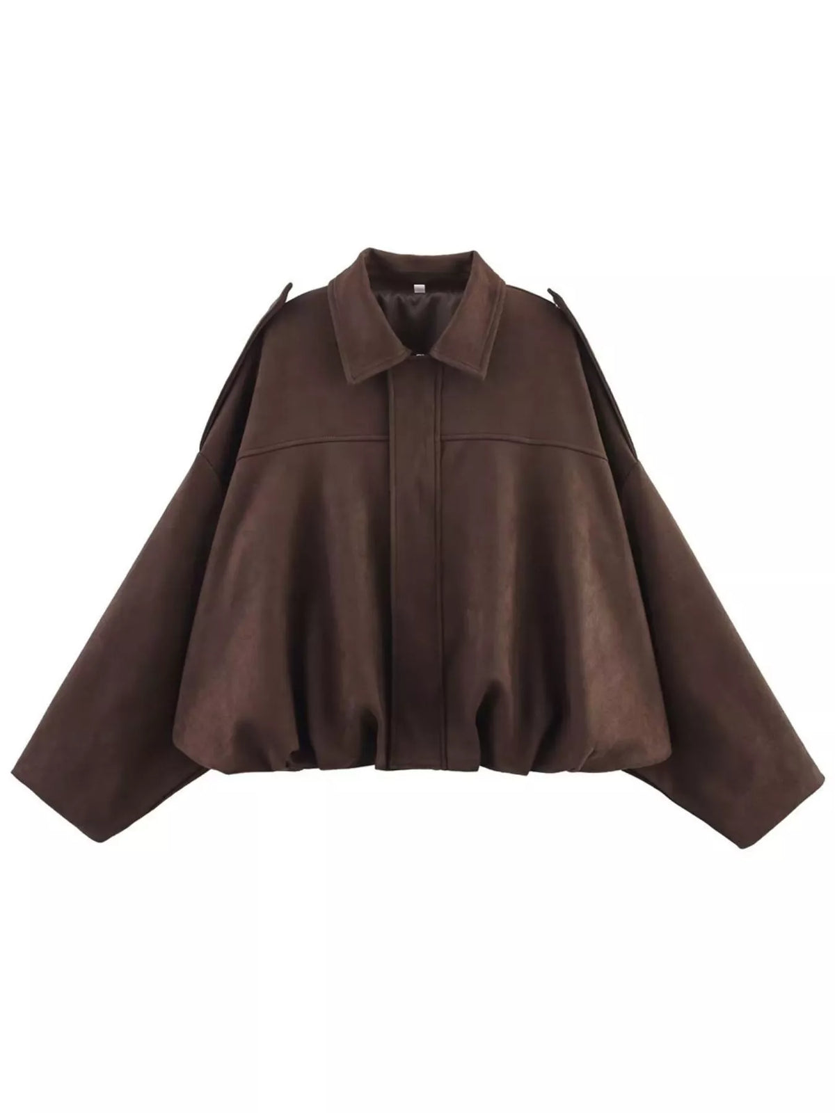 Collared Neck Dropped Shoulder Jacket - Lilixa.store