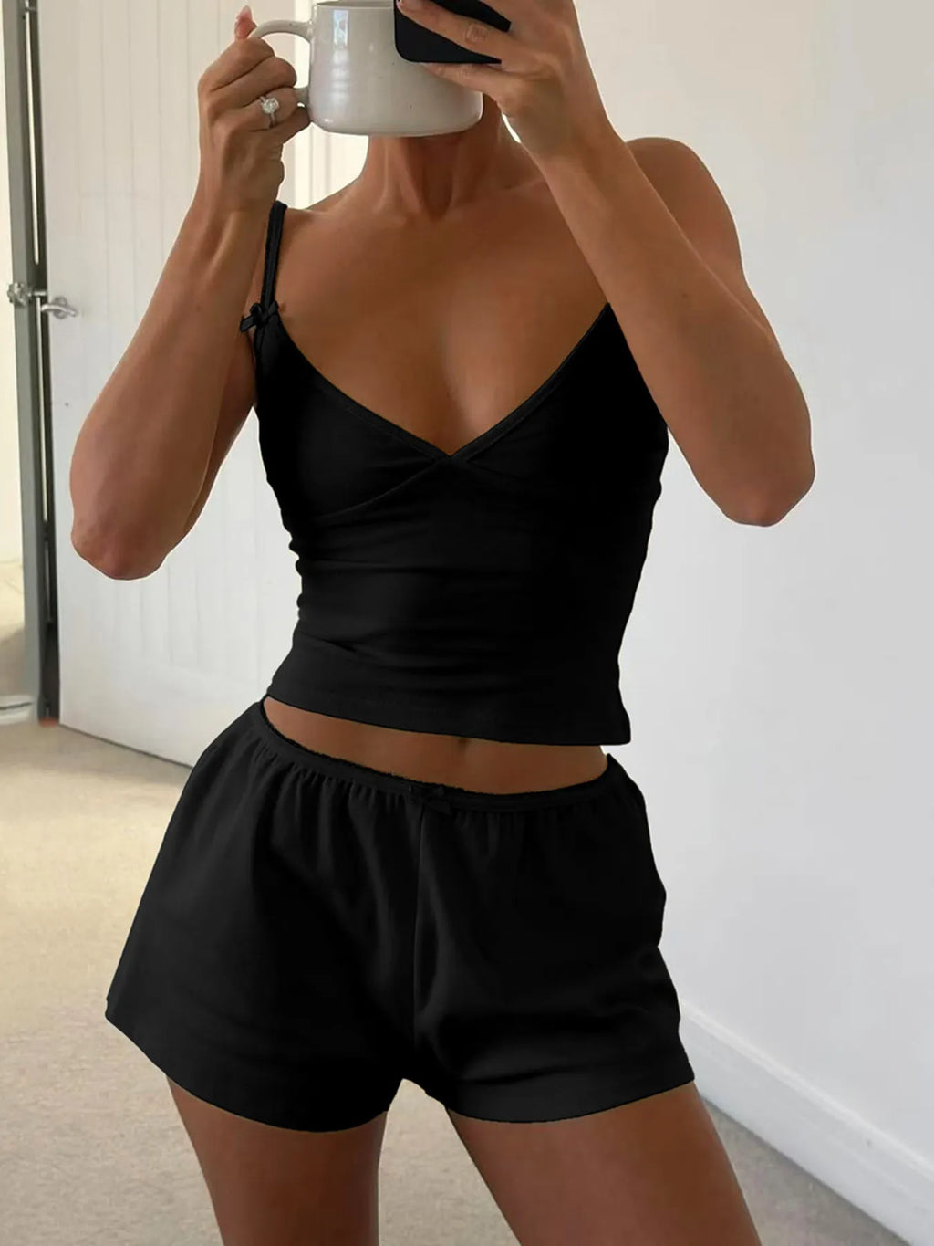 V-Neck Cami and Shorts Set - Lilixa.store