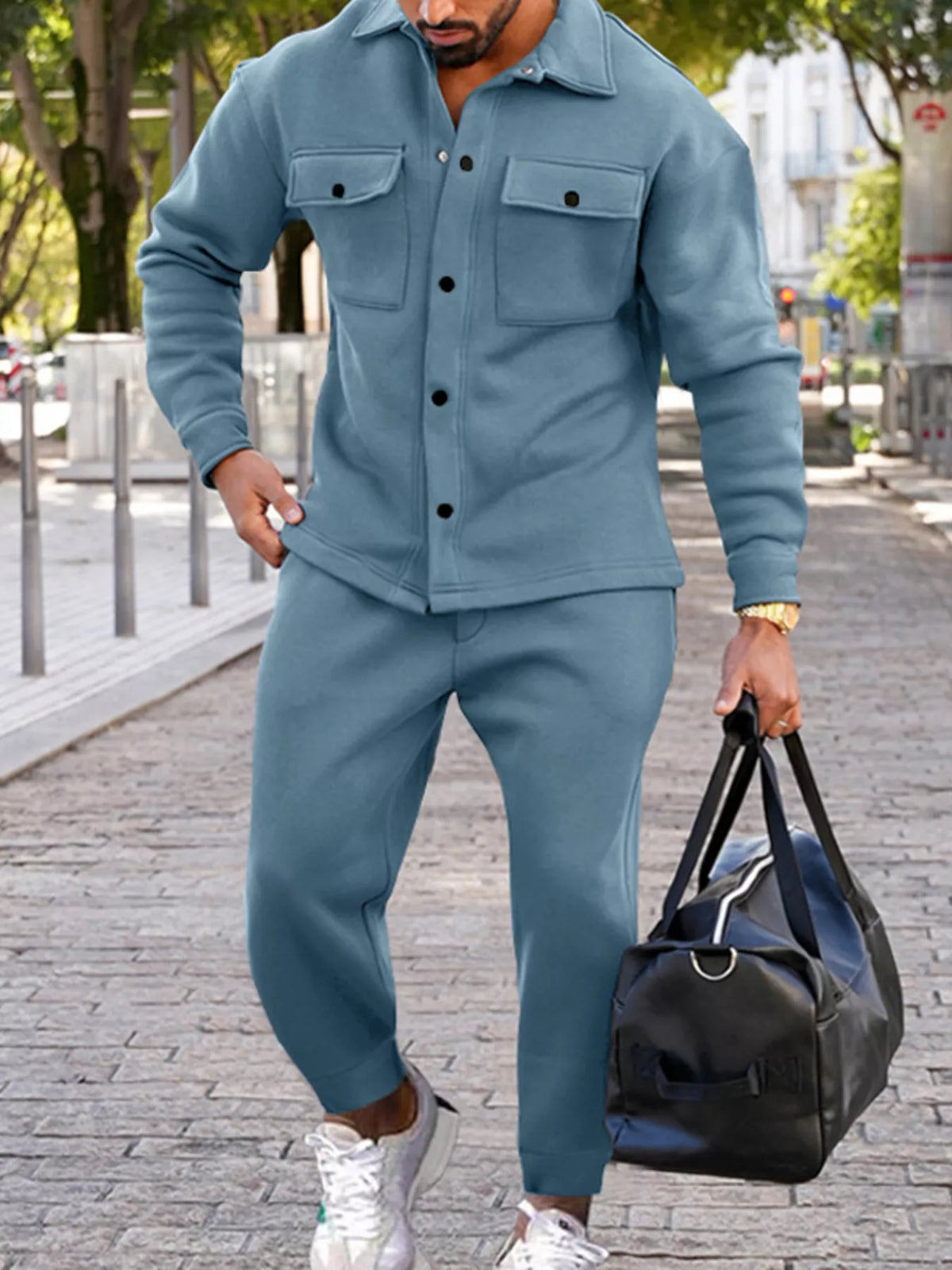 Men's Full Size Long-Sleeve Shirt and Joggers Set Plus Size - Lilixa.store