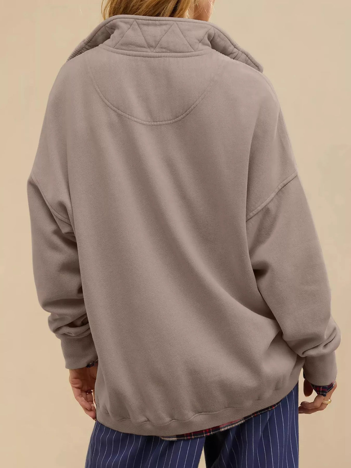 Half Snap Dropped Shoulder Sweatshirt - Lilixa.store