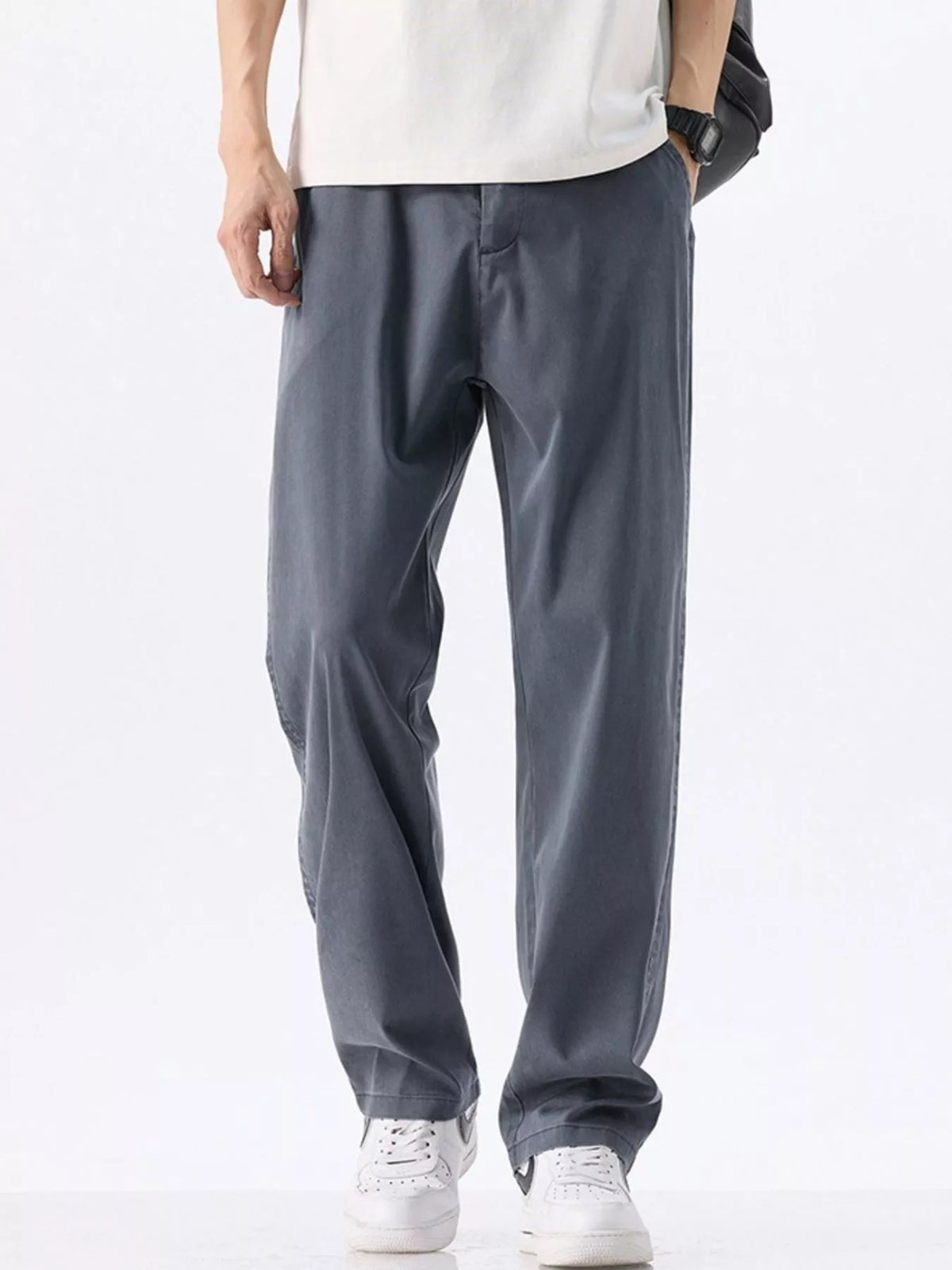 Men's Wide Leg Pants in Blue Gray
