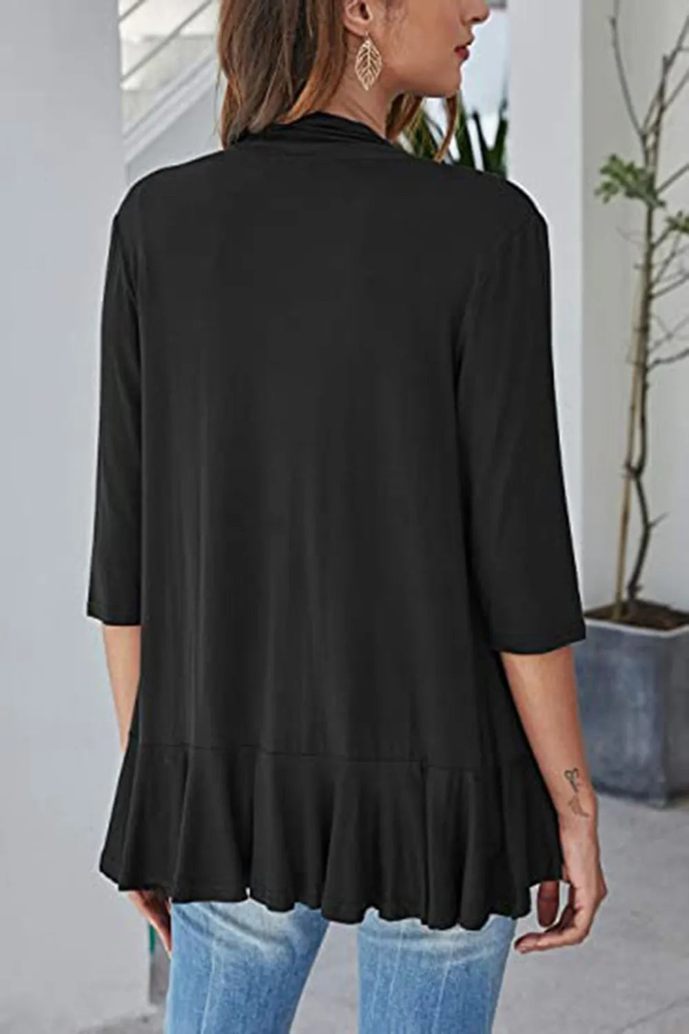 Open Front Three-Quarter Sleeve Cardigan, view 6