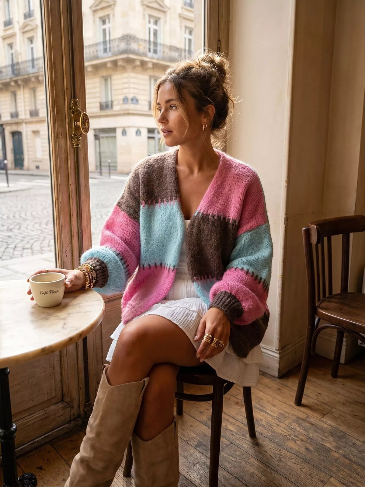 Color-Block V-Neck Cardigan, view 16