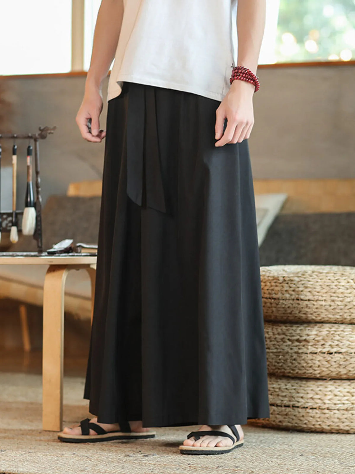 Men's Plus Size Wide Leg Pants in Black