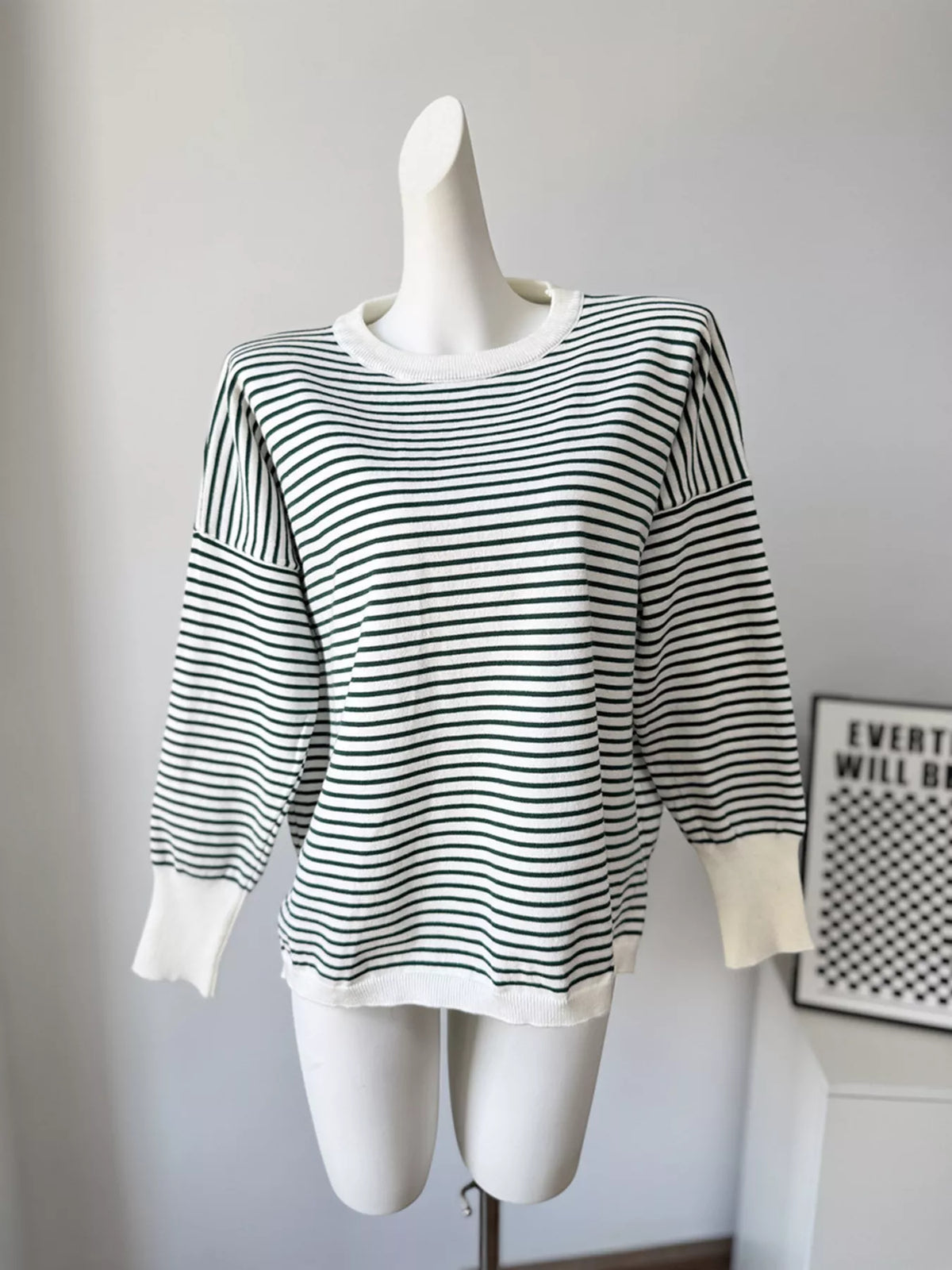 Striped Round Neck Knit Top, view 22