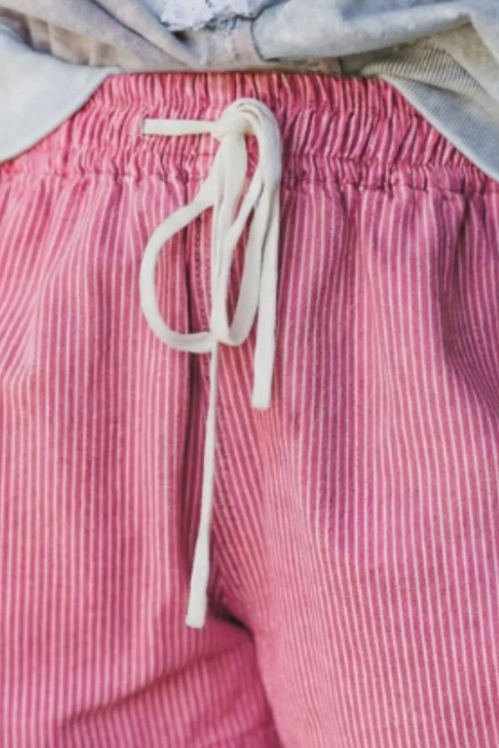 Striped Elastic Waist Casual Shorts in Pink, view 3