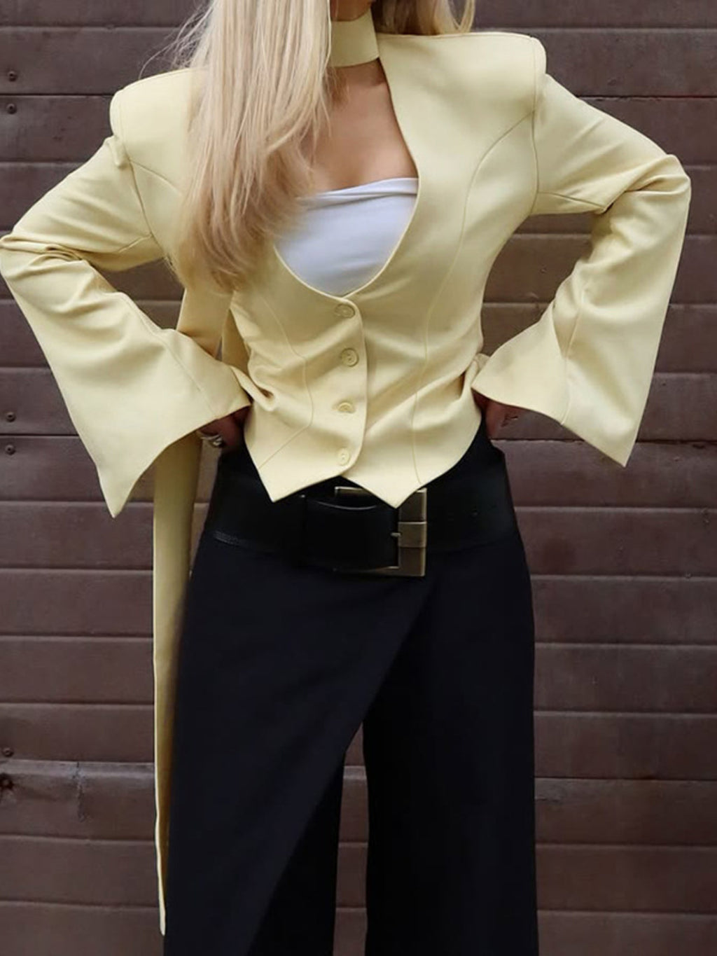 Button Up Long Sleeve Blazer - Lilixa.store