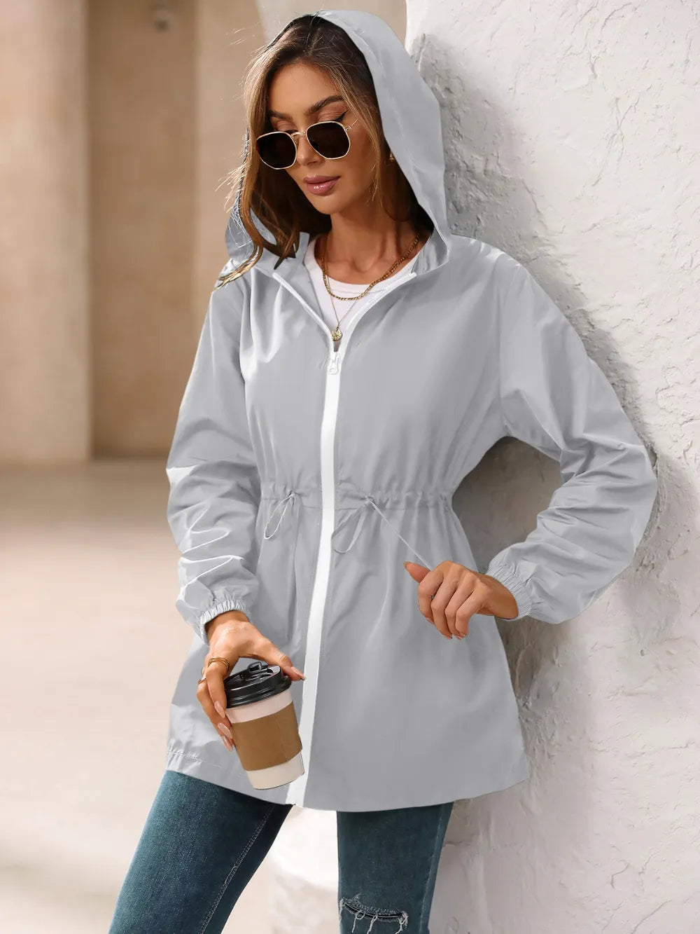 Ivy Lane Outdoor Waterproof Long Sleeve Hooded Windbreaker, view 12