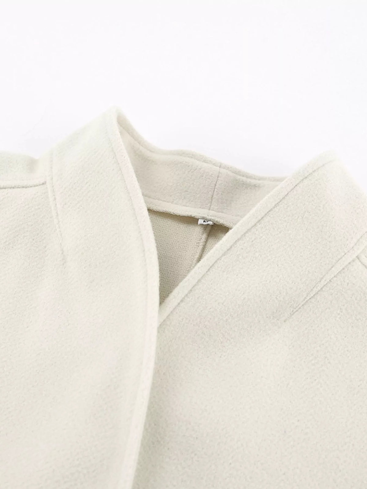 Elegant Stand Collar Open Front Outerwear in White, view 14