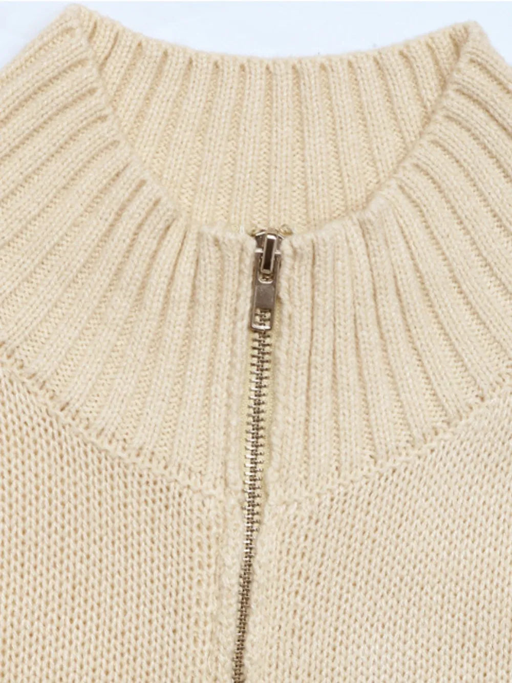 Perfee Zip Up Mock Neck Sweater Vest in Tan, view 6