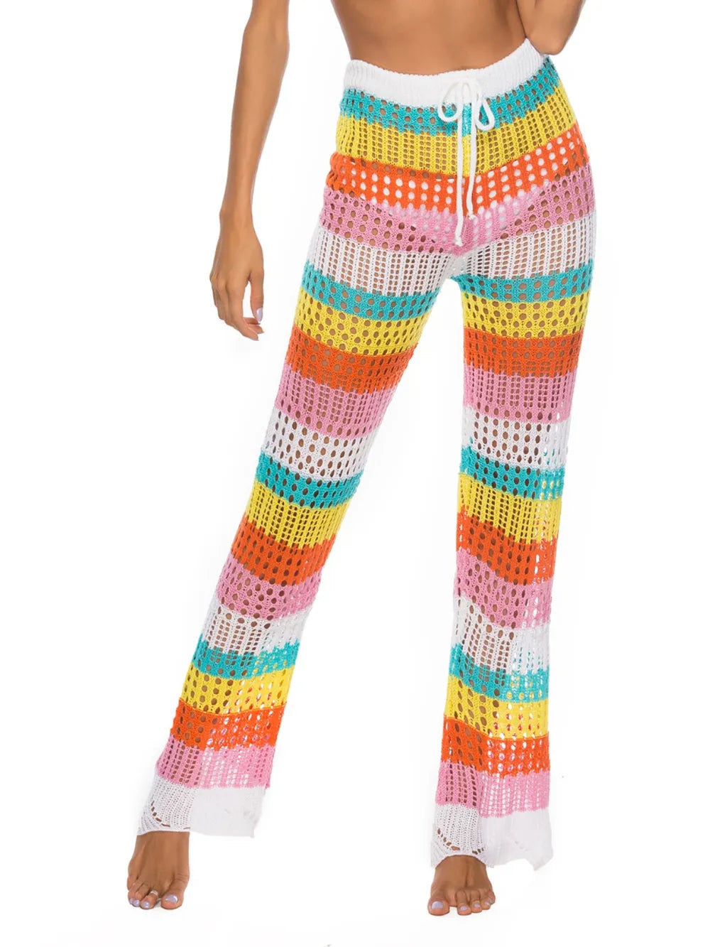 Cutout Contrast High Waist Swim Pants - Lilixa.store
