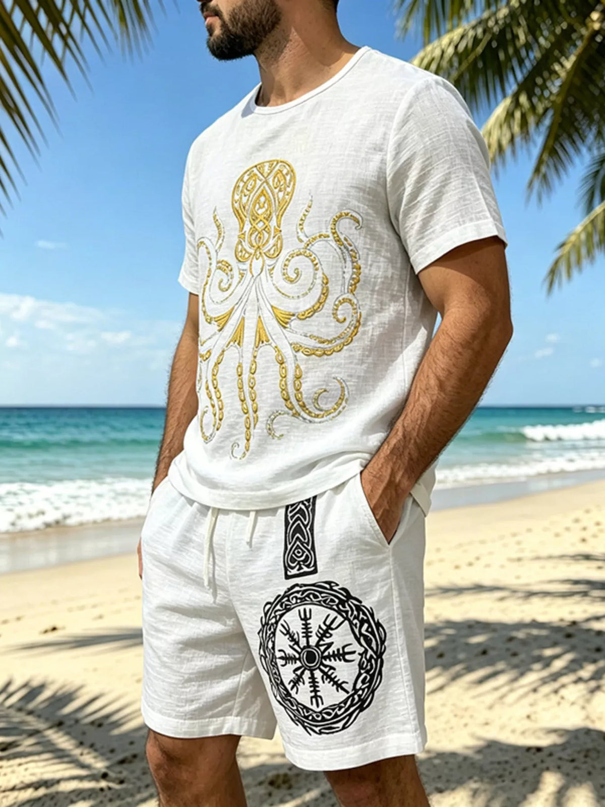 Men's Full Size Round Neck Tee and Shorts Set Plus Size - Lilixa.store
