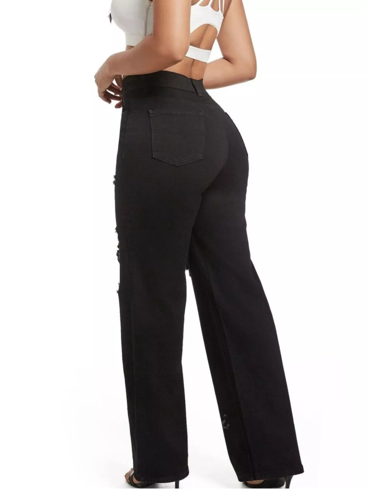 Distressed Wide-Leg Jeans - Lilixa.store