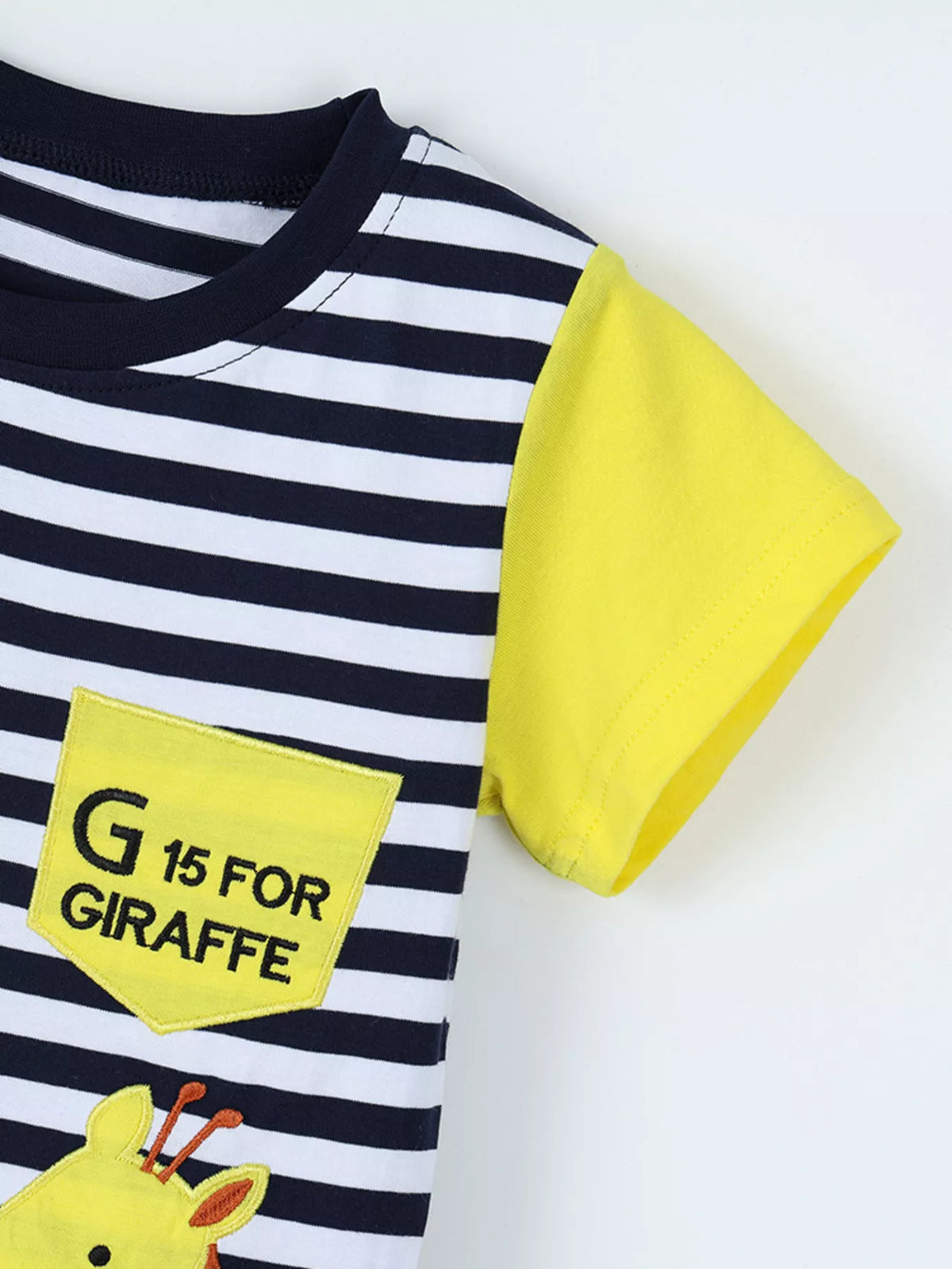 Children's Giraffe Embroidered Striped T-Shirt - Lilixa.store