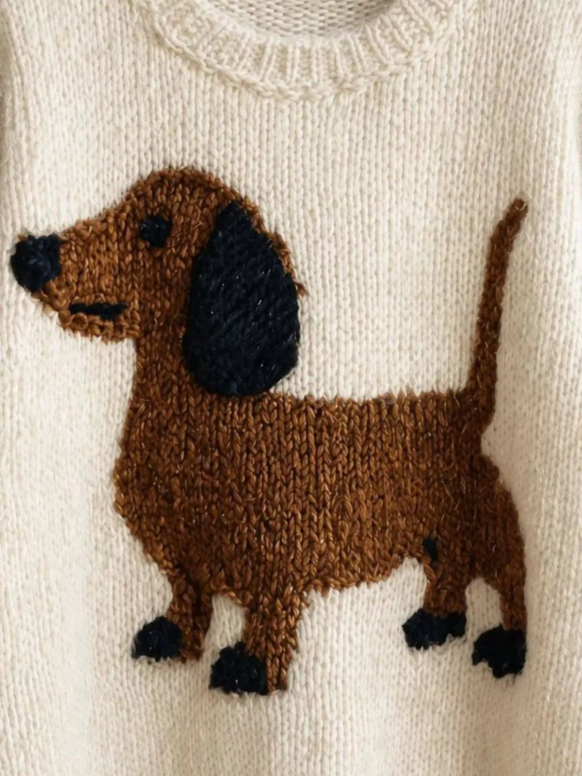 Dachshund Dropped Shoulder Sweater - Lilixa.store