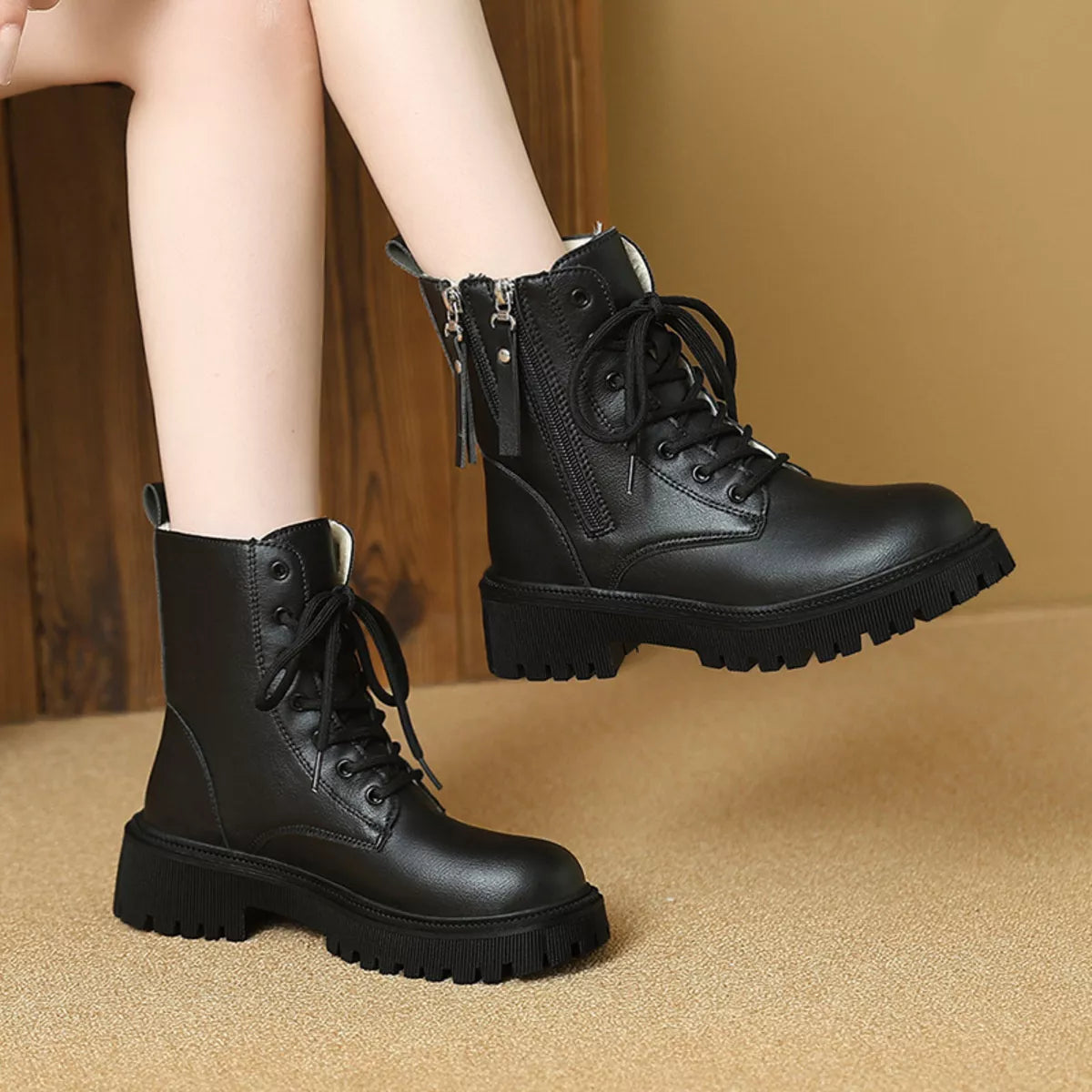 Lace-Up Ankle Combat Boots - Lilixa.store