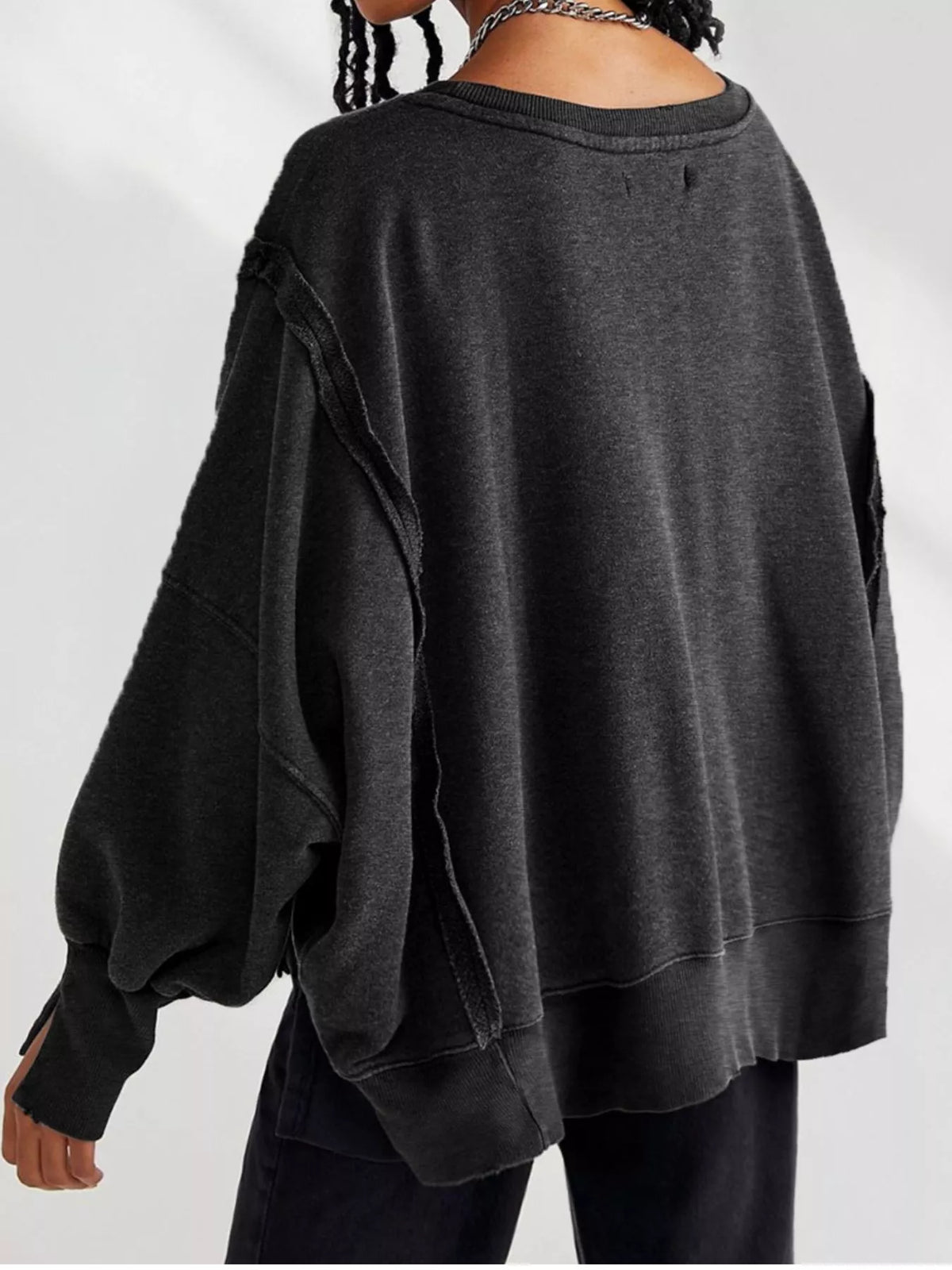 Oversized Relaxed Fit Crew Neck Sweatshirt, view 3