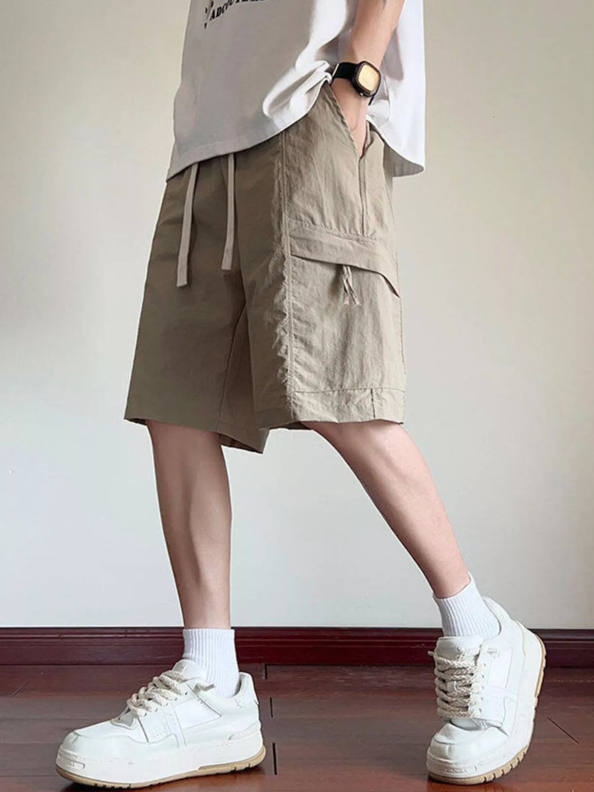 Men's Plus Size Cargo Shorts with Drawstring, view 2