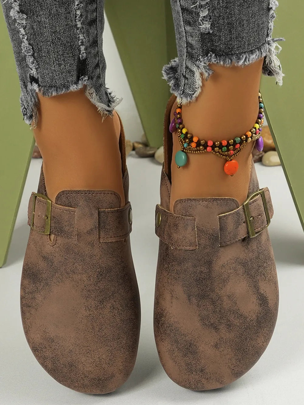 Round Toe Buckle Slip-Ons, view 6