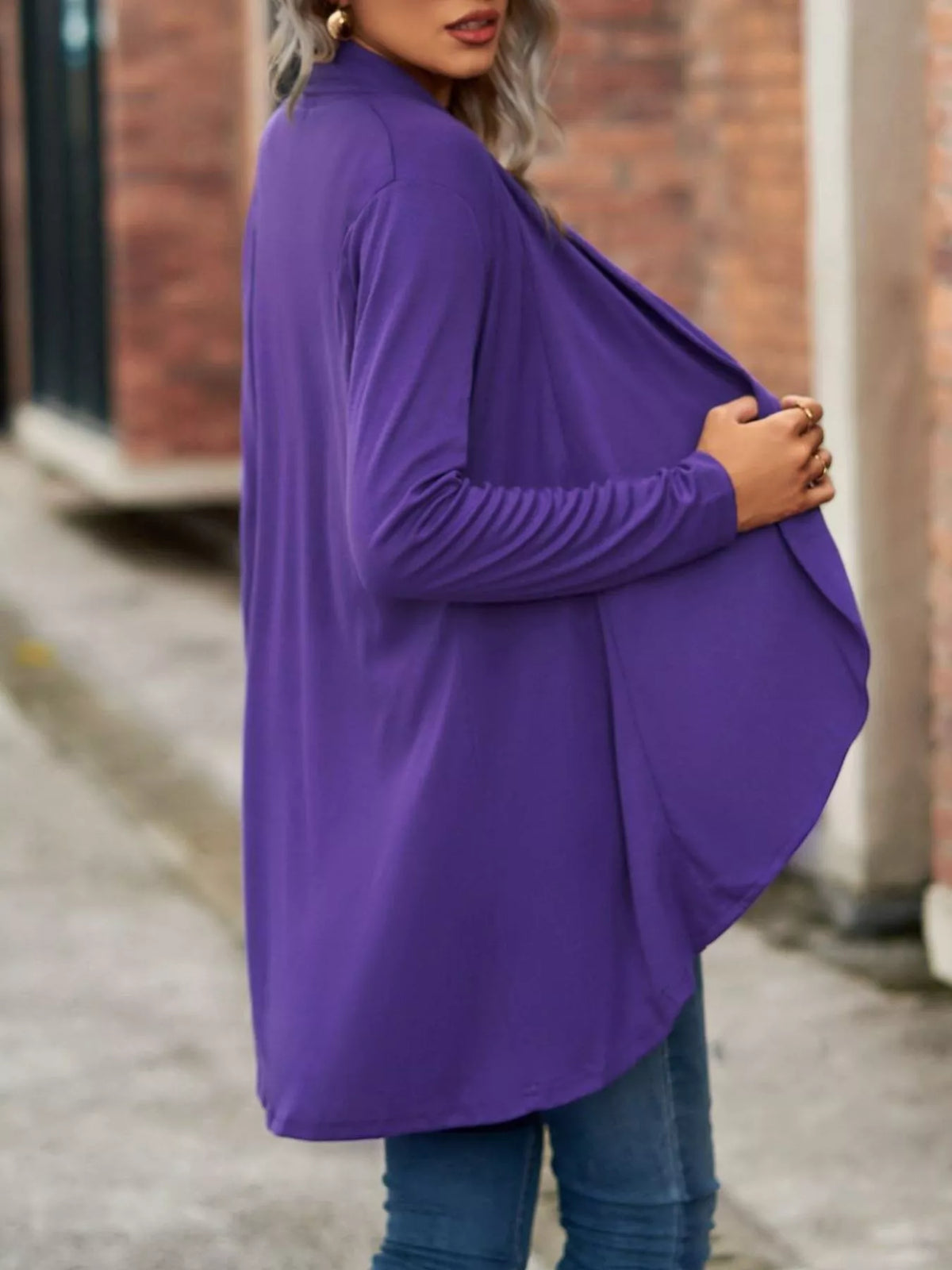 Open-Front Dropped Shoulder Cardigan - Lilixa.store