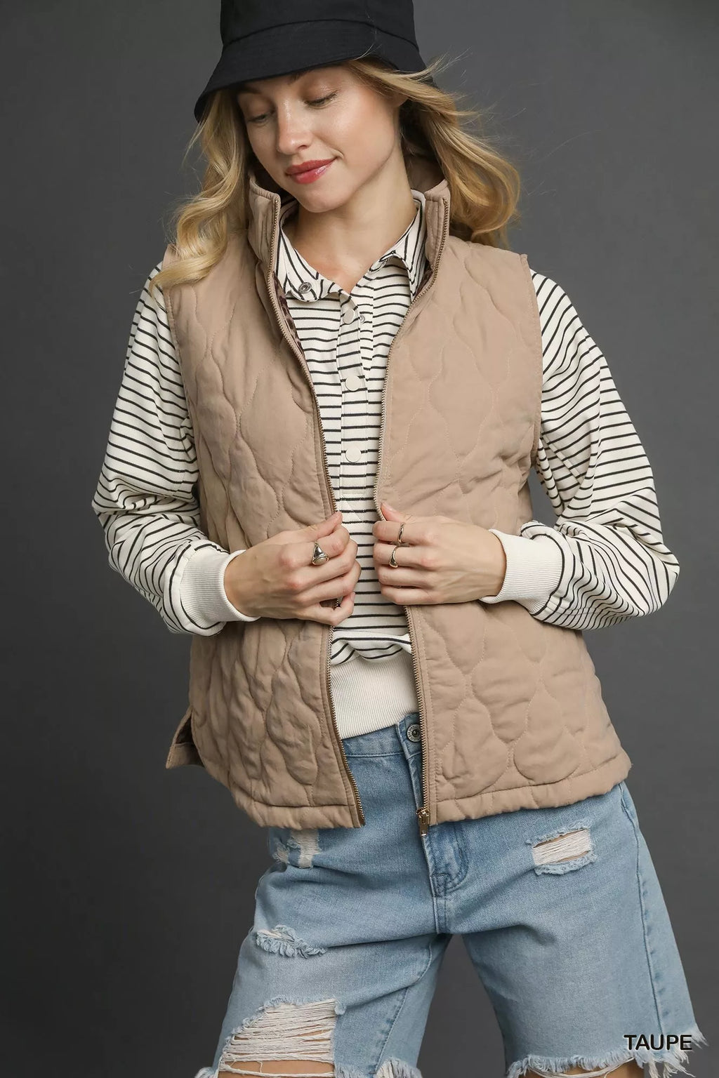 Umgee Quilted Zip-Up Vest - Lilixa.store