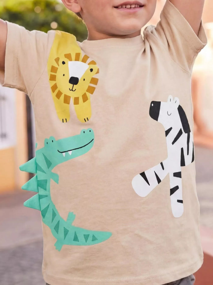 Children's Animal Print Round Neck Tee - Lilixa.store