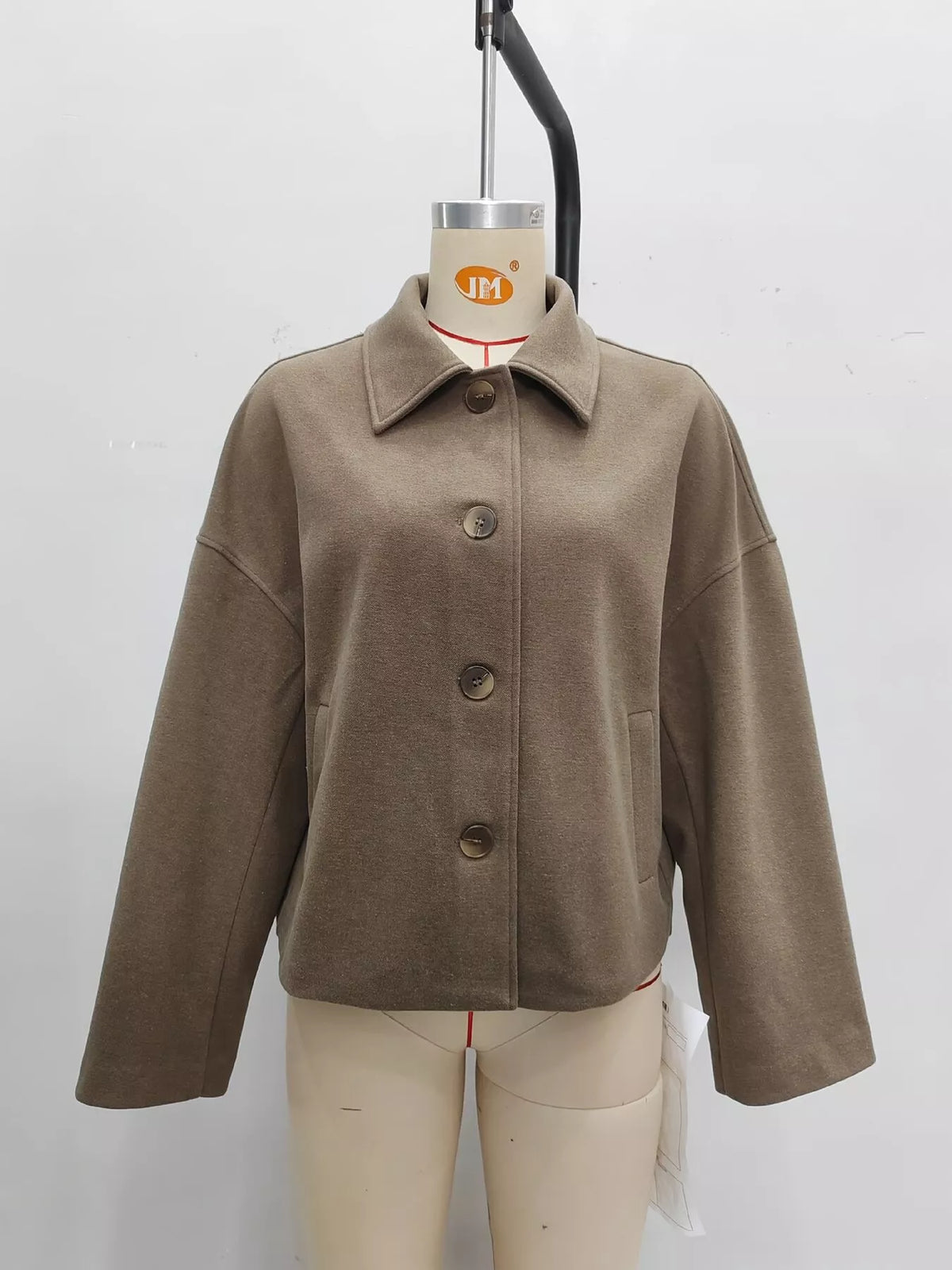 Button Up Dropped Shoulder Cropped Outerwear - Lilixa.store