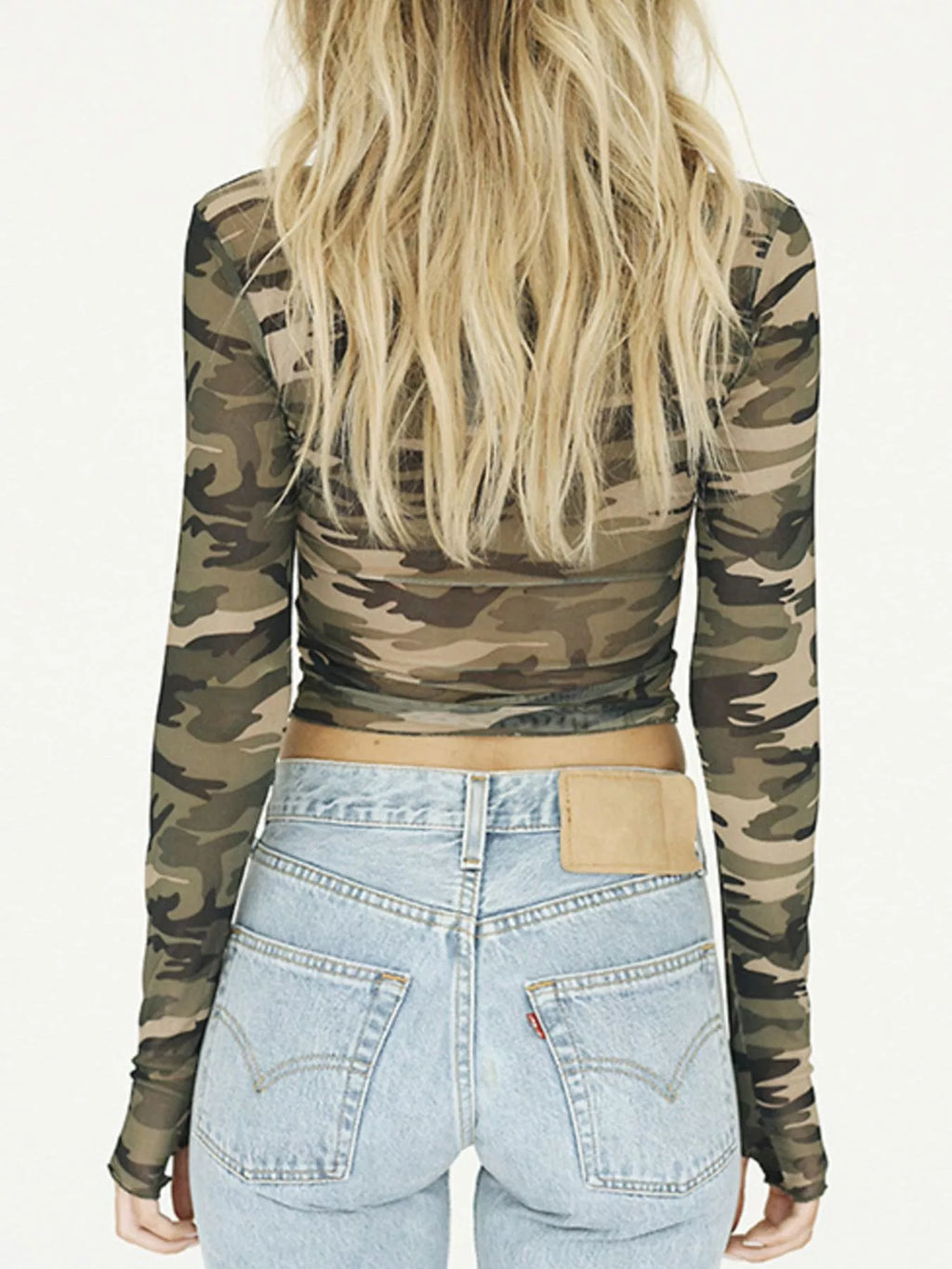 Camouflage Mesh Long Sleeve T-Shirt - Lilixa.store