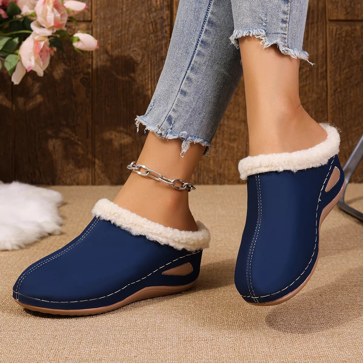 Cozy Plush Lined Wedge Slippers - Lilixa.store