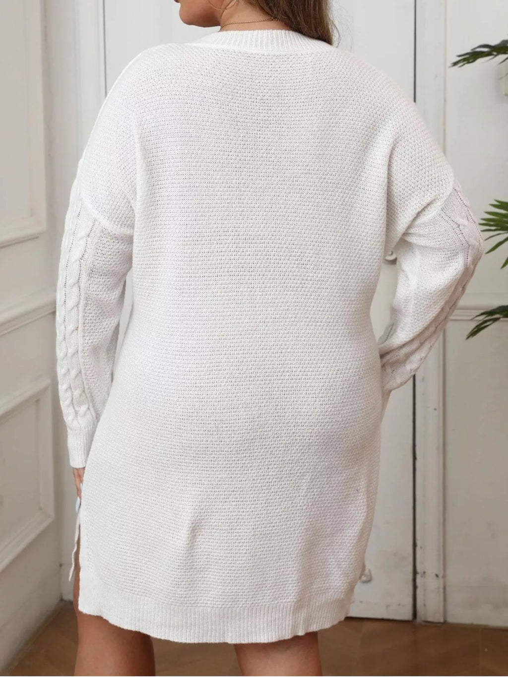 Plus Size Strawberry Cable Knit Sweater Dress - Lilixa.store