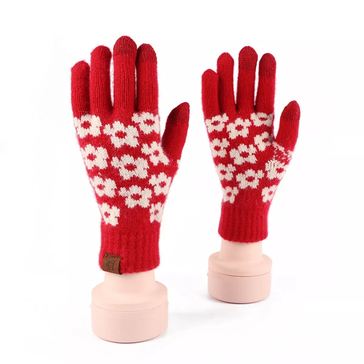 Heart Pattern Knitted Touchscreen Gloves - Lilixa.store