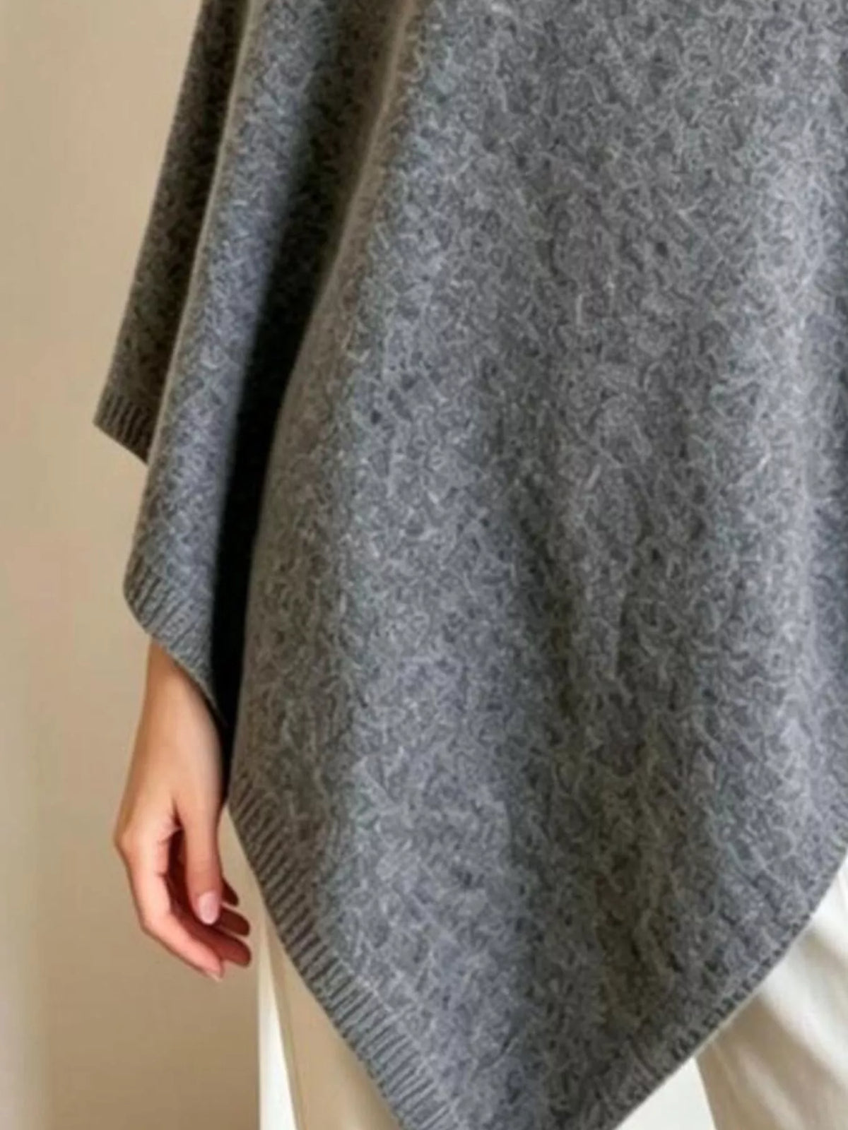 Asymmetrical Hem Knit Poncho - Lilixa.store