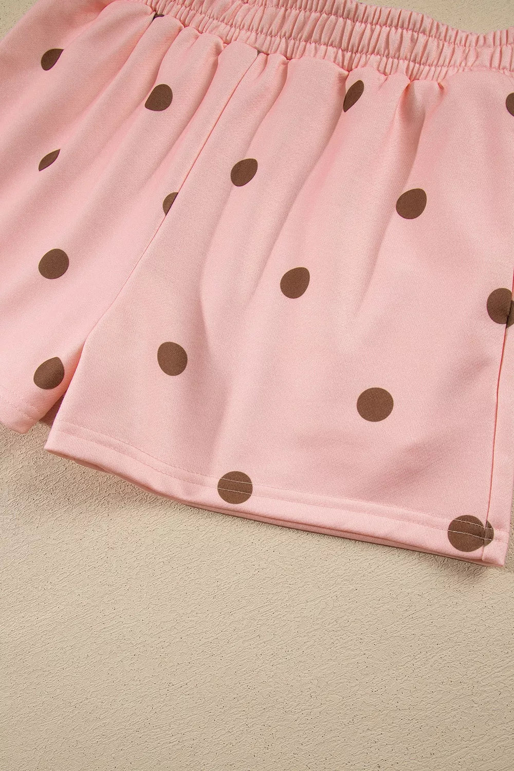 Polka Dot Long Sleeve Sweatshirt and Shorts Lounge Set - Lilixa.store