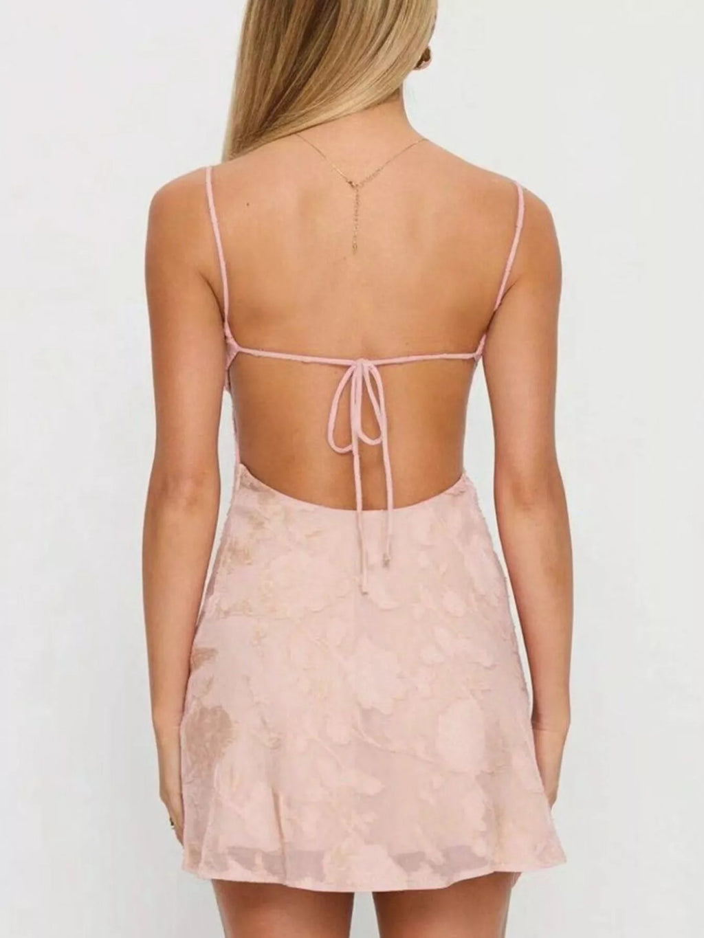 Backless Spaghetti Strap Mini Dress - Lilixa.store