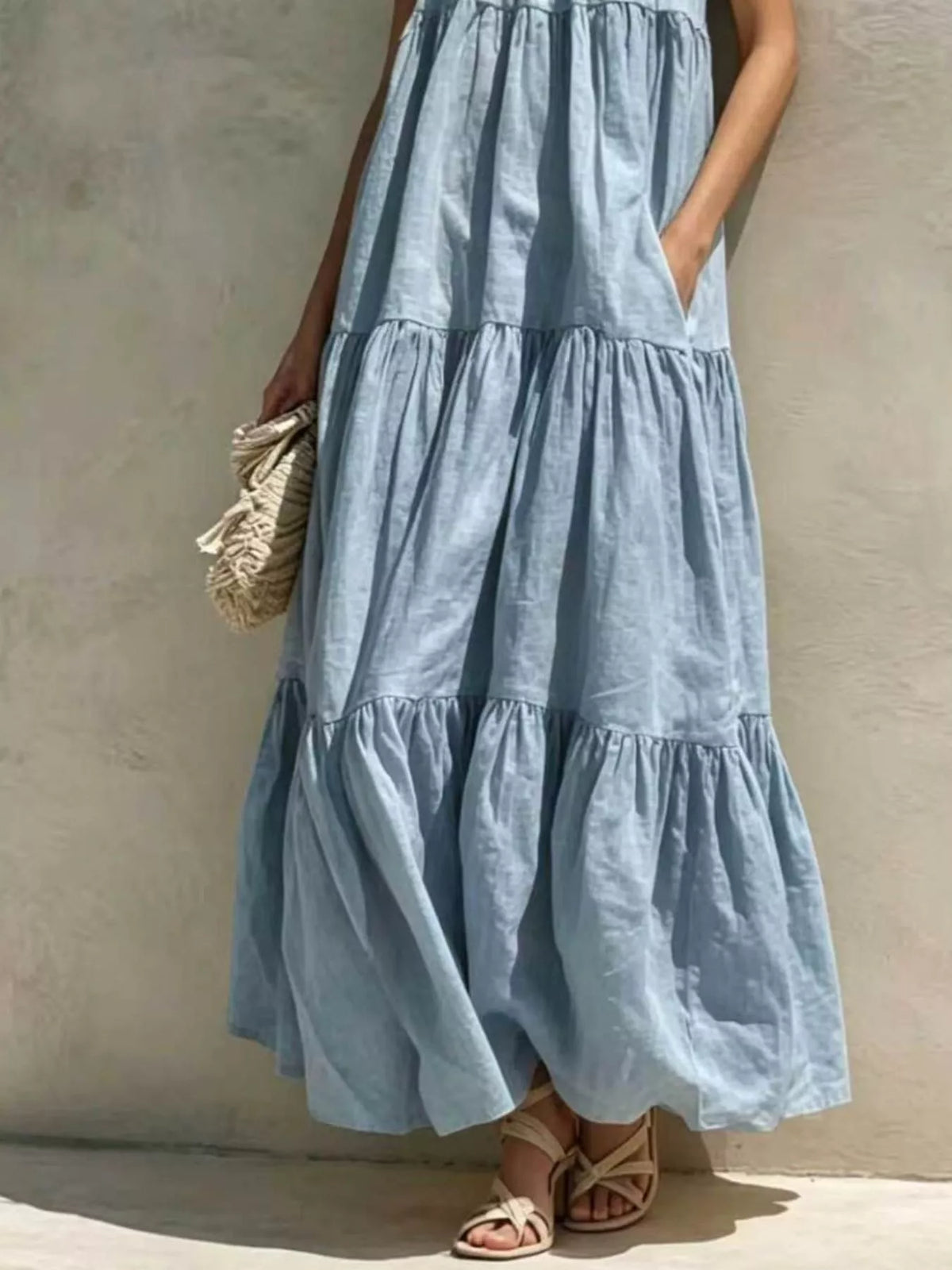 Tiered Scoop Neck Maxi Dress - Lilixa.store