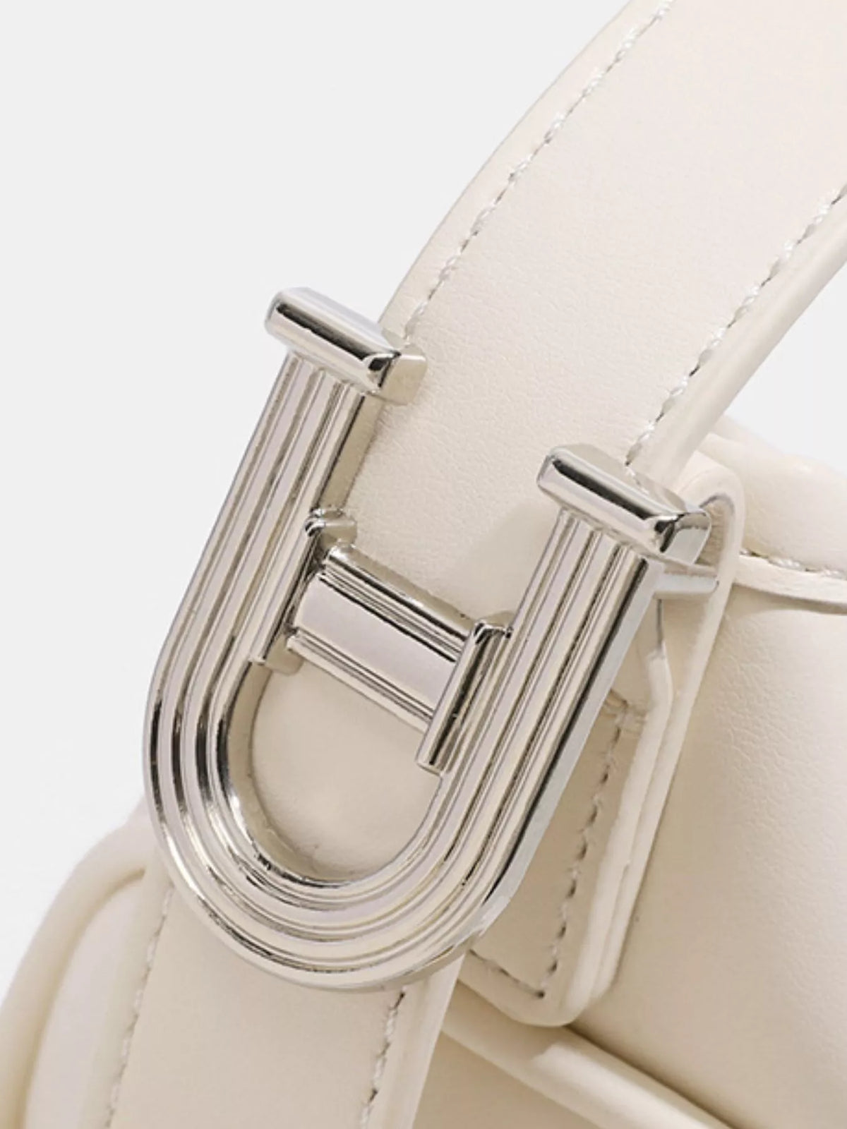 Hobo Shoulder Bag with Decorative Charms in Off-white, view 8