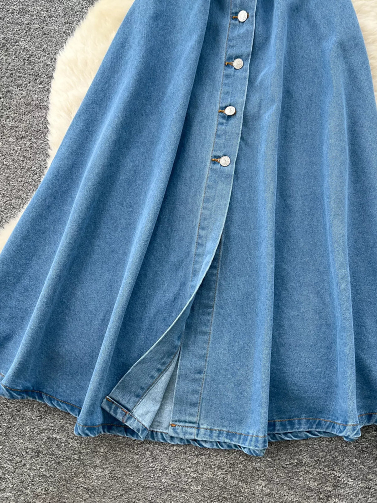 Halter Neck Button-Down Denim Dress - Lilixa.store